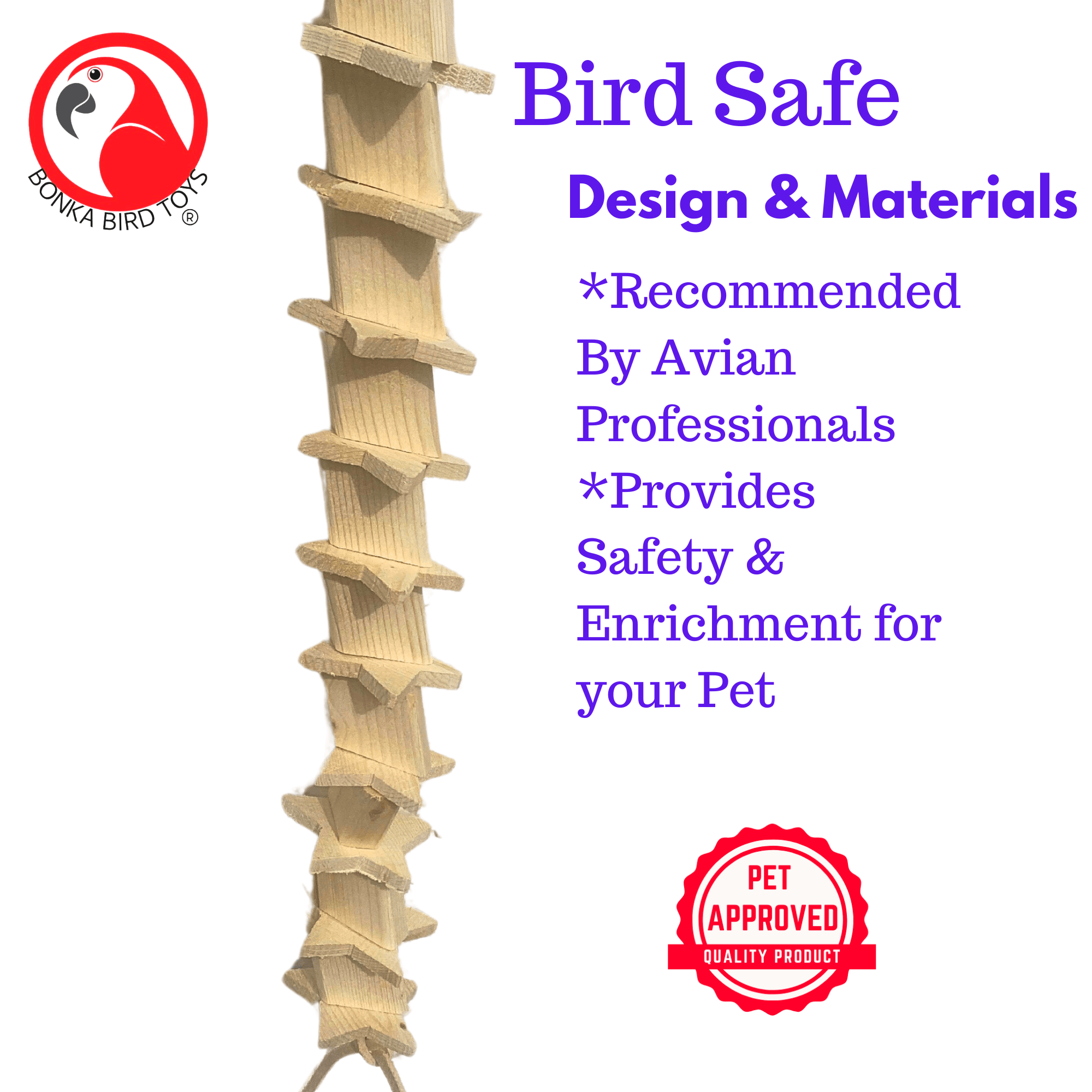 1096 Natural Long Wood Star - Bonka Bird Toys