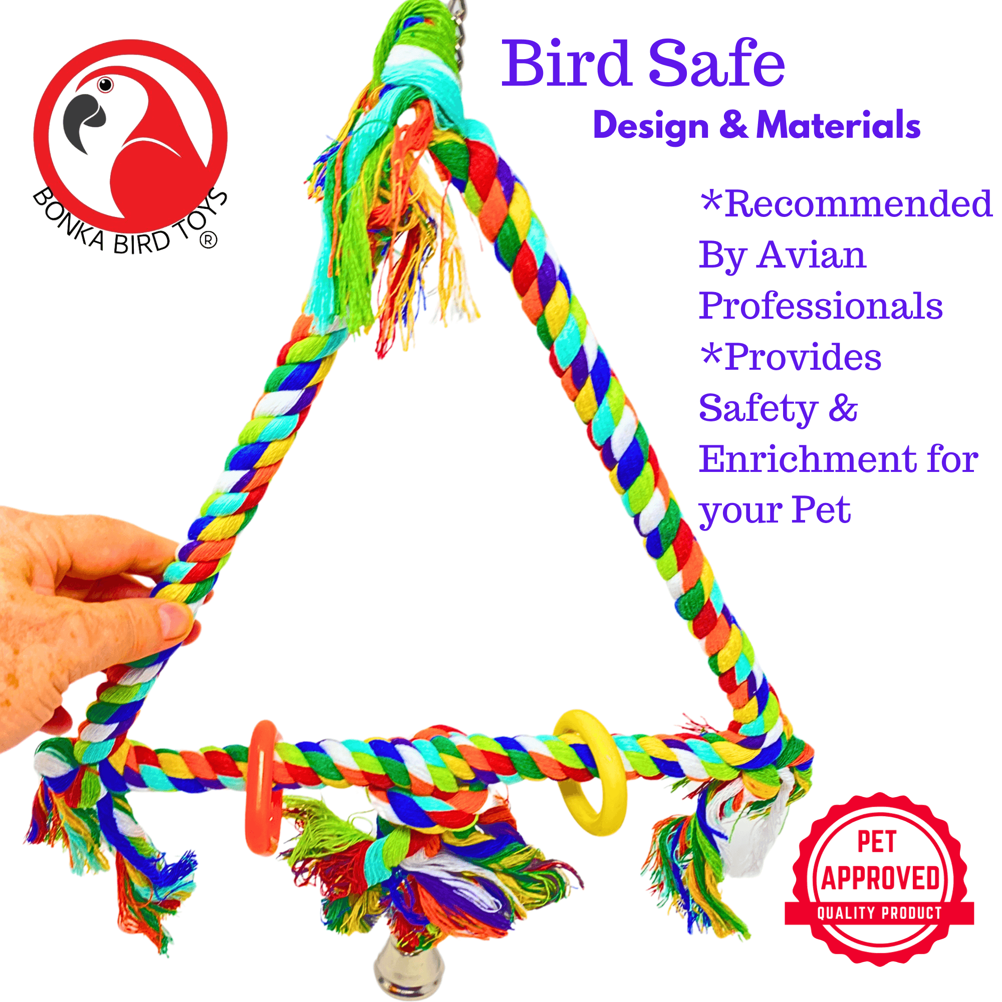 1035 Medium Rope Triangle Ring - Bonka Bird Toys