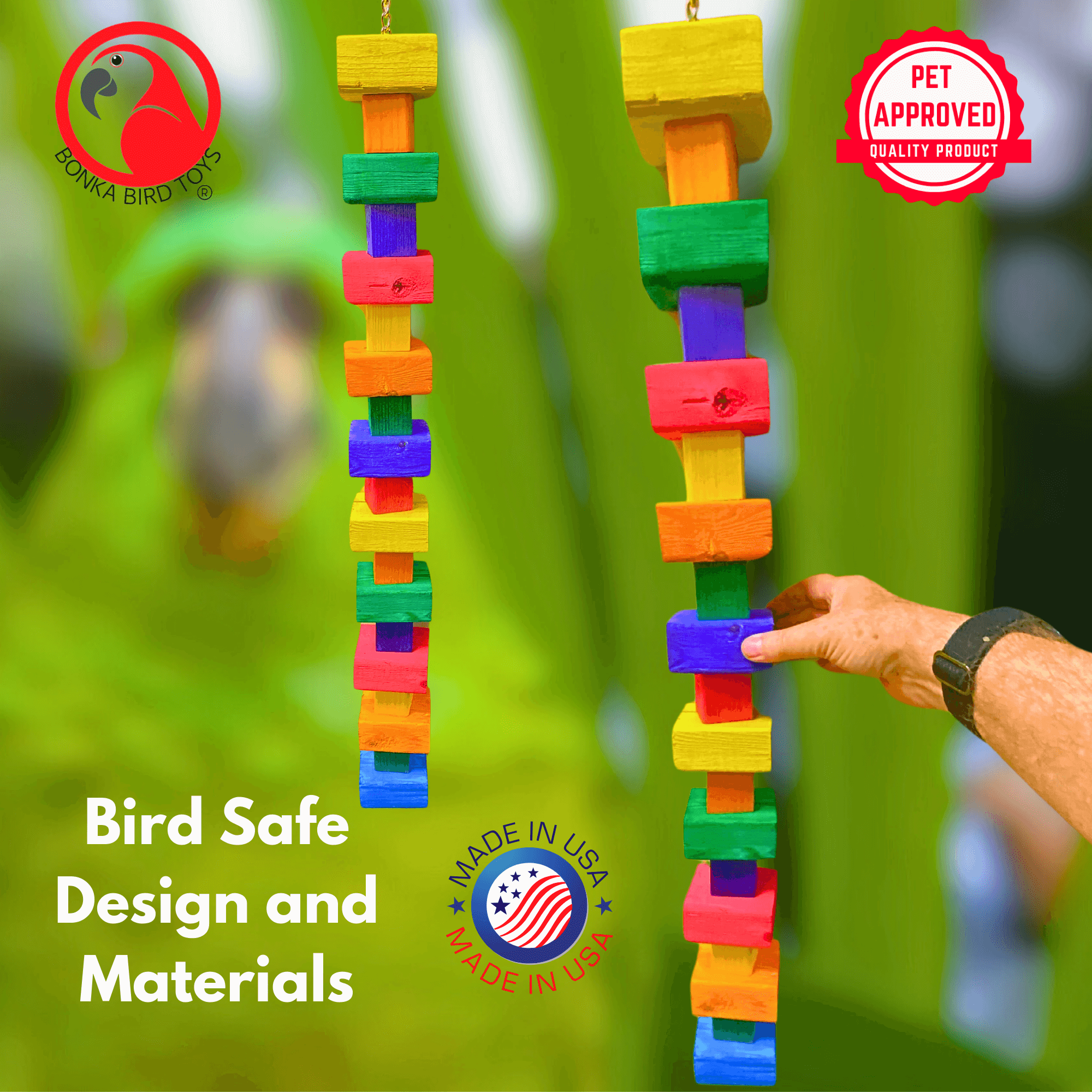 1183 Extra Long Big Bites Rainbow Wood Tower - Bonka Bird Toys
