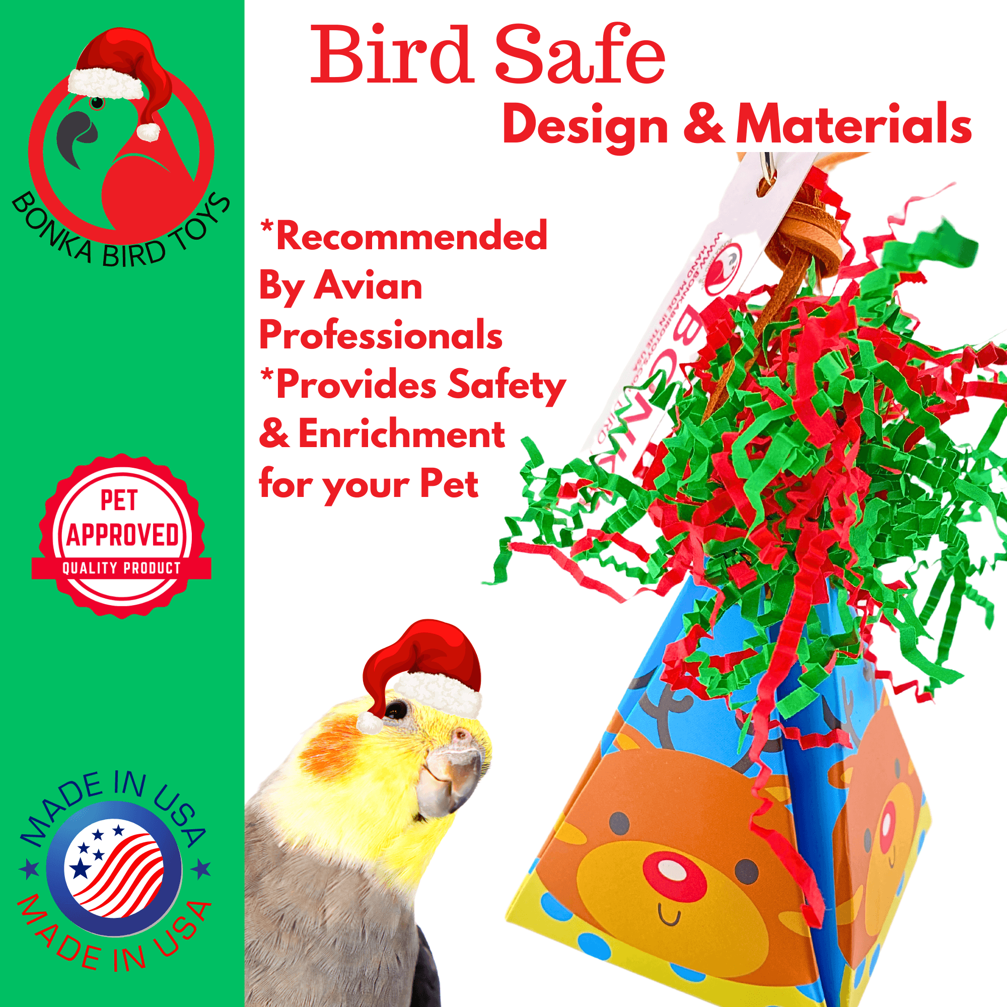 2746 Rudolph Christmas Crinkle Cone - Bonka Bird Toys