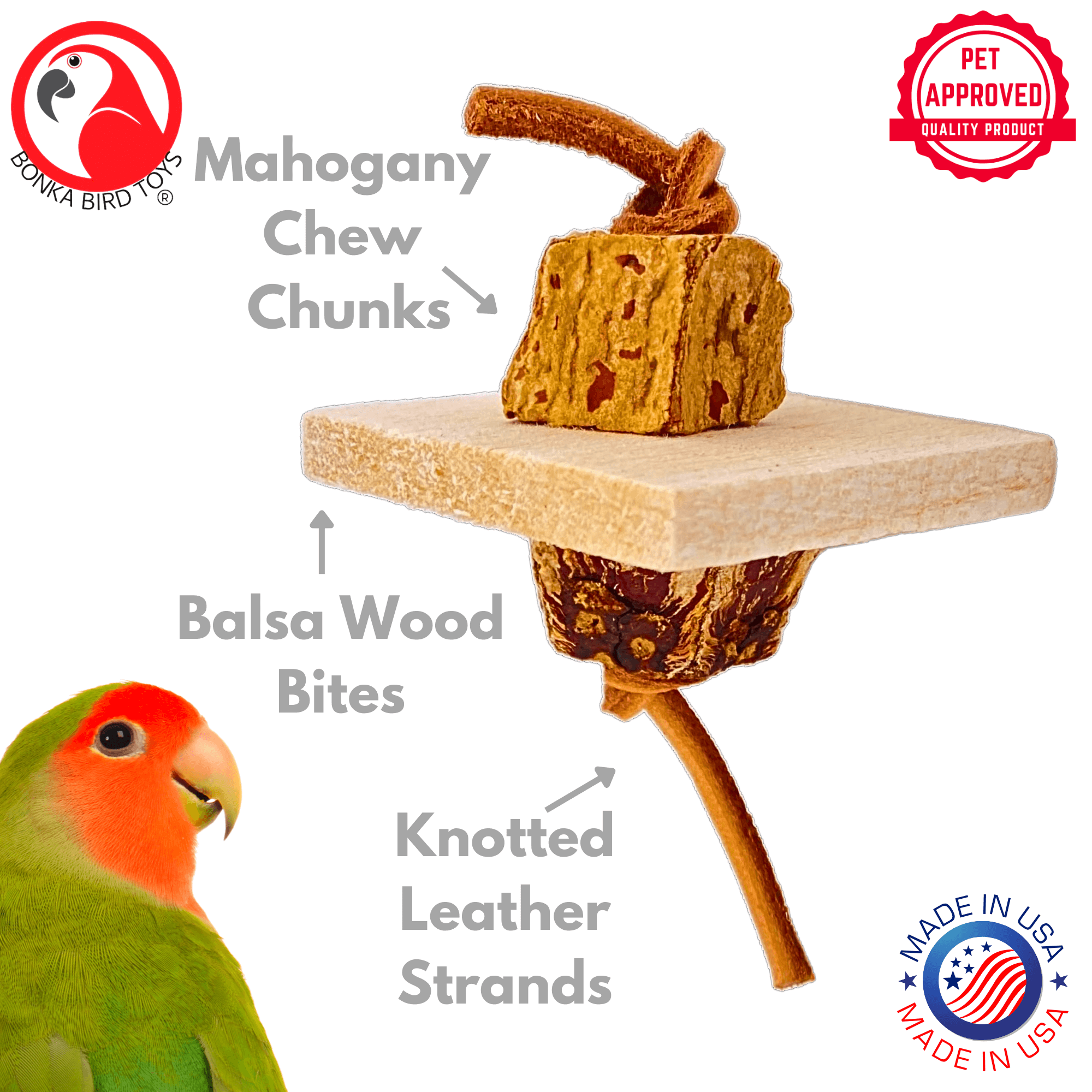 1127 Pk3 Balsa & Bark Chew Foot Toys - Bonka Bird Toys
