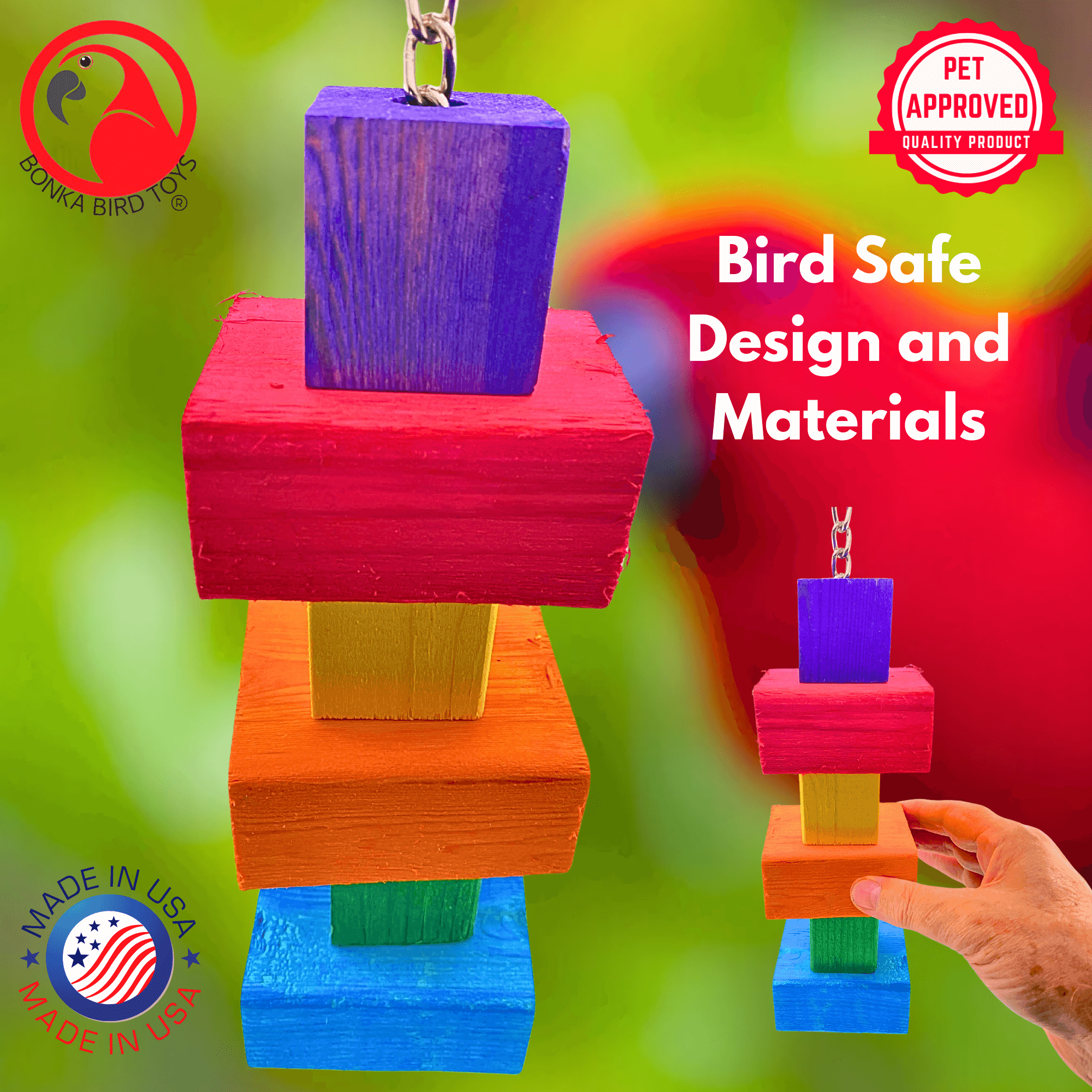 1174 Big Bites Rainbow Wood Tower - Bonka Bird Toys
