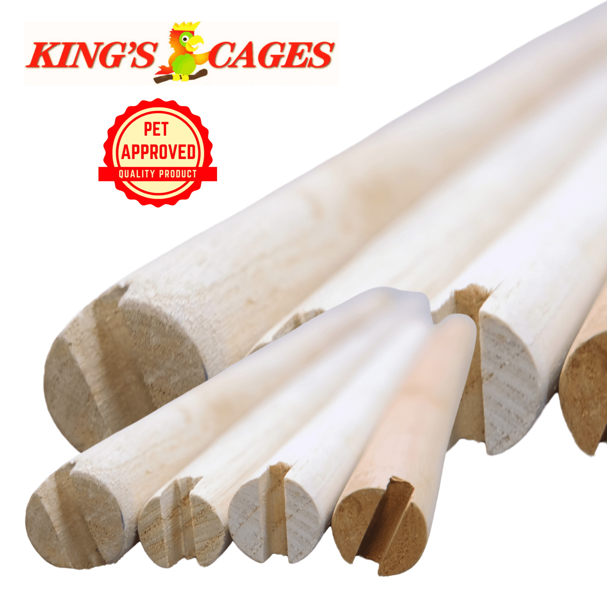 Pine Dowel Perch 18"Long 1/2" Diameter fits Kings Cages ES 1814 - Bonka Bird Toys