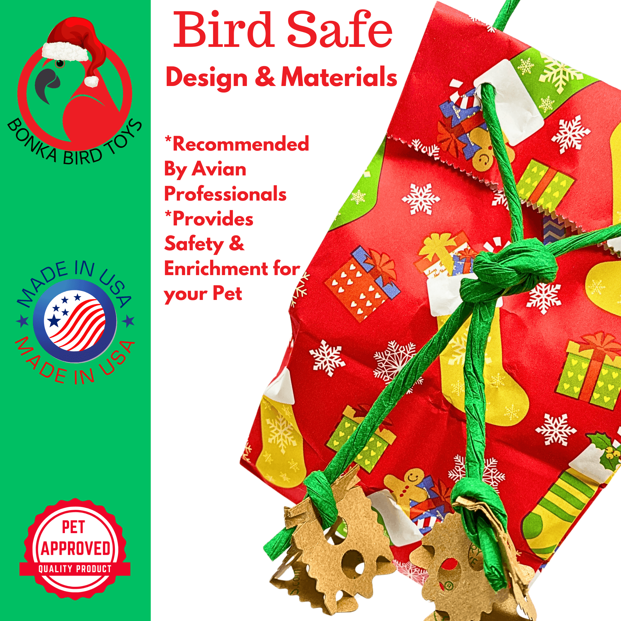 2753 Christmas Stocking Treat Bag - Bonka Bird Toys