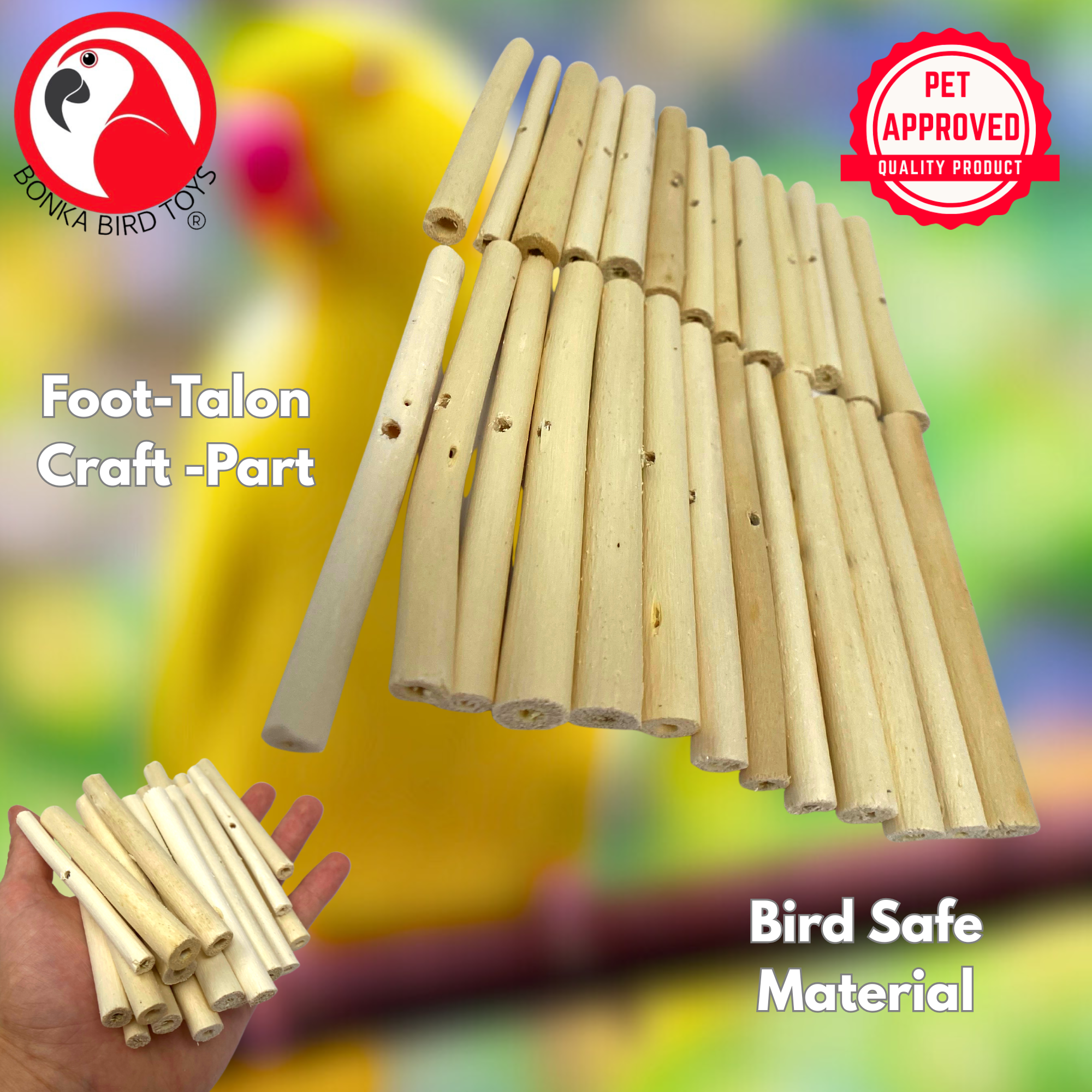 2945 Pk24 3.5" Natural Drilled Jute Sticks - Bonka Bird Toys