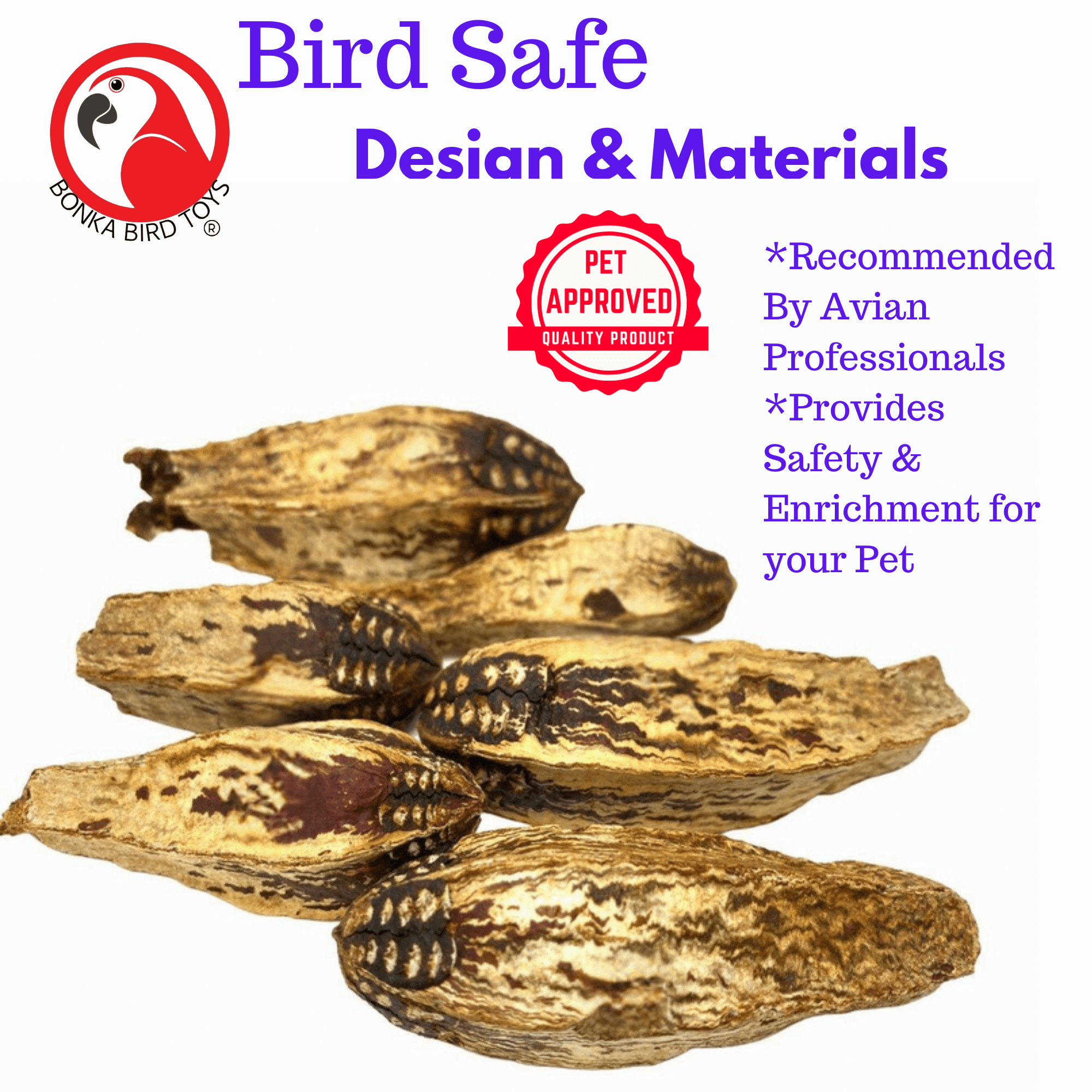 2449 Pk6 Mahogany Pods - Bonka Bird Toys