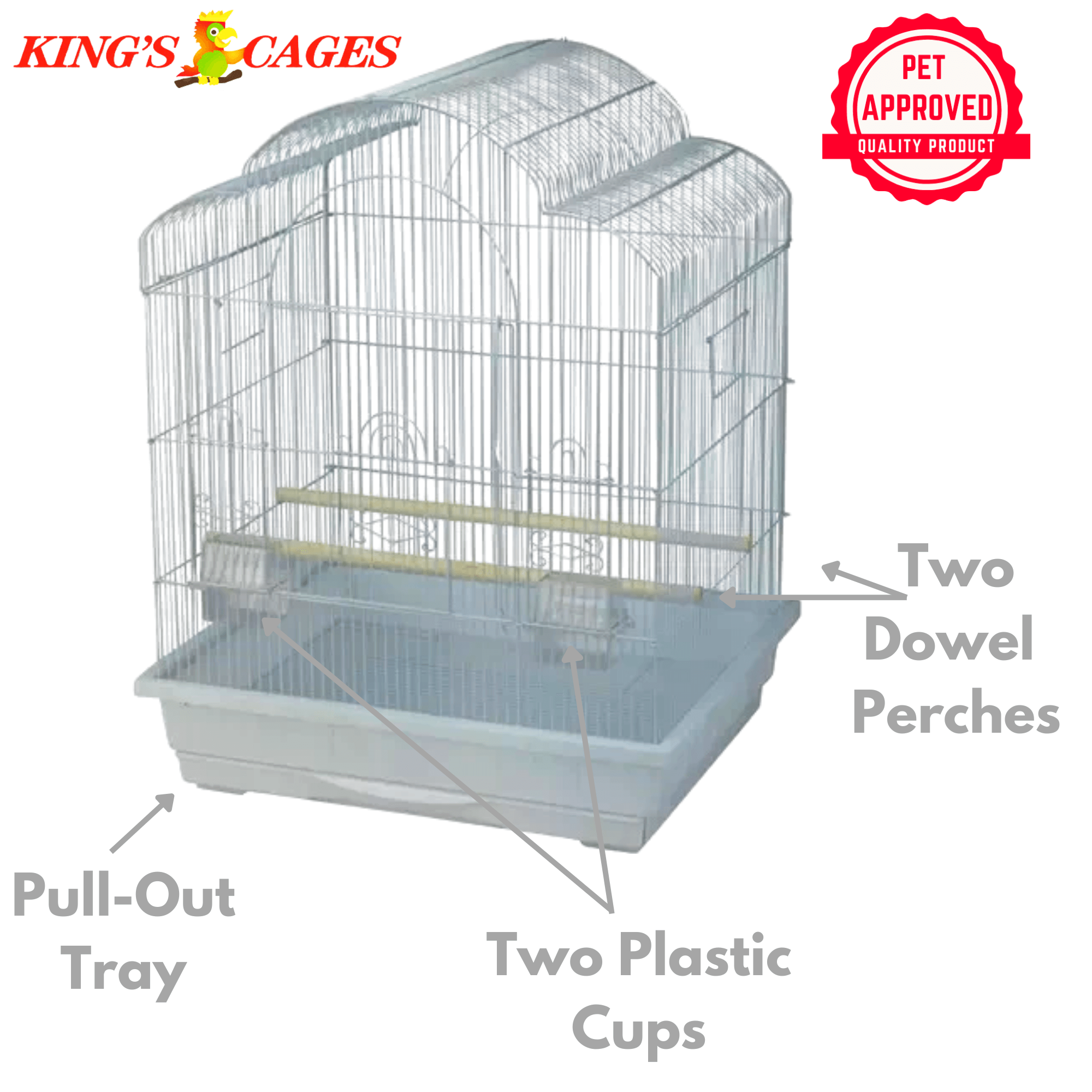Kings Cages ES 2521 T Triple Top Cage 25X21X30 - Bonka Bird Toys