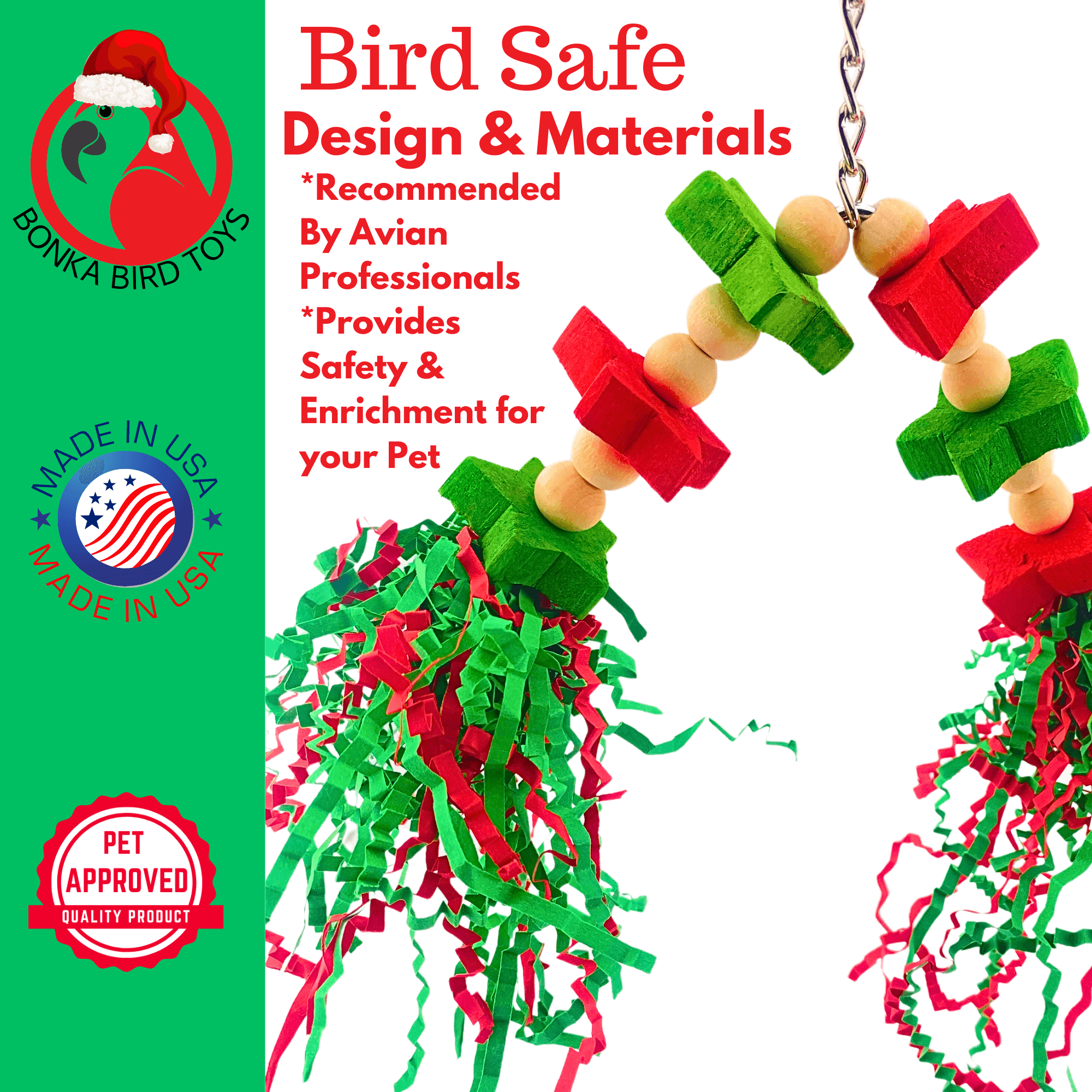 2596 Christmas Mini Sola Crinkle - Bonka Bird Toys