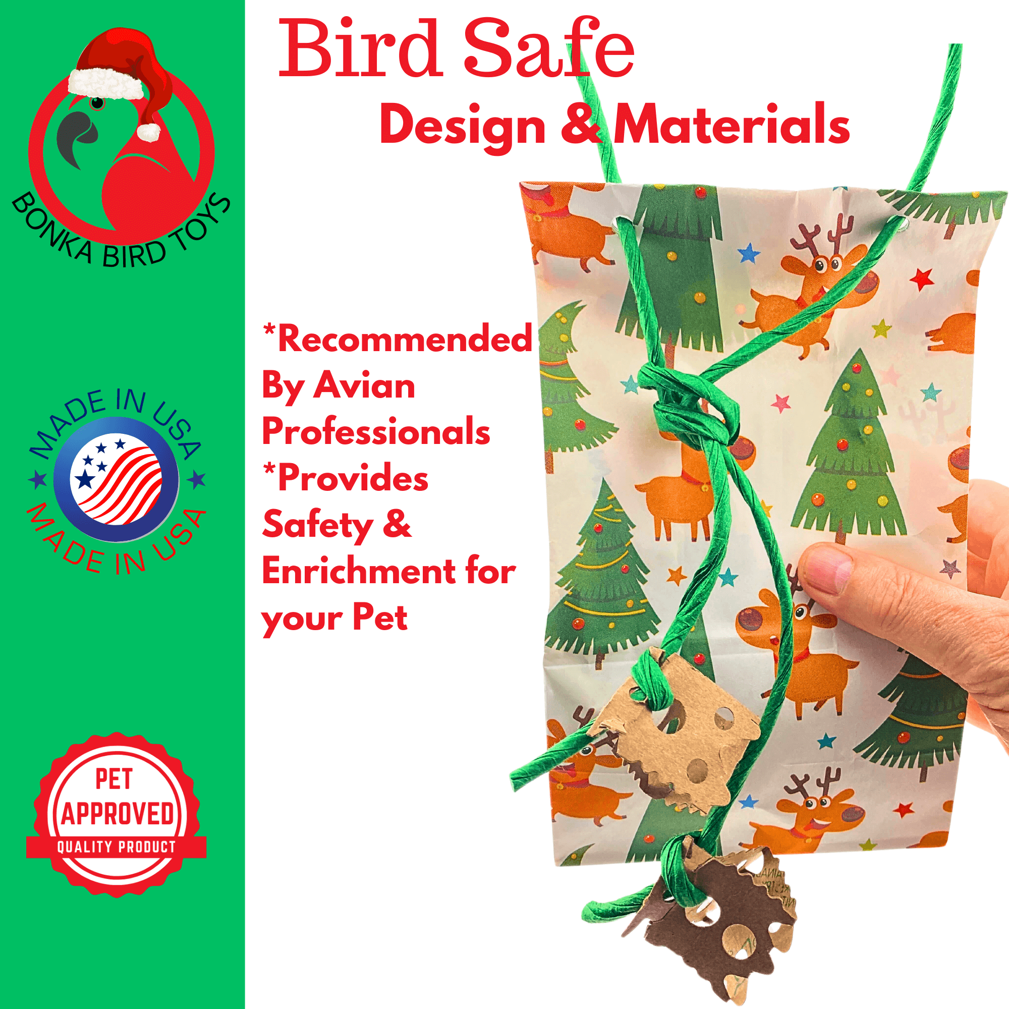 2750 Christmas Rudolph Treat Bag - Bonka Bird Toys