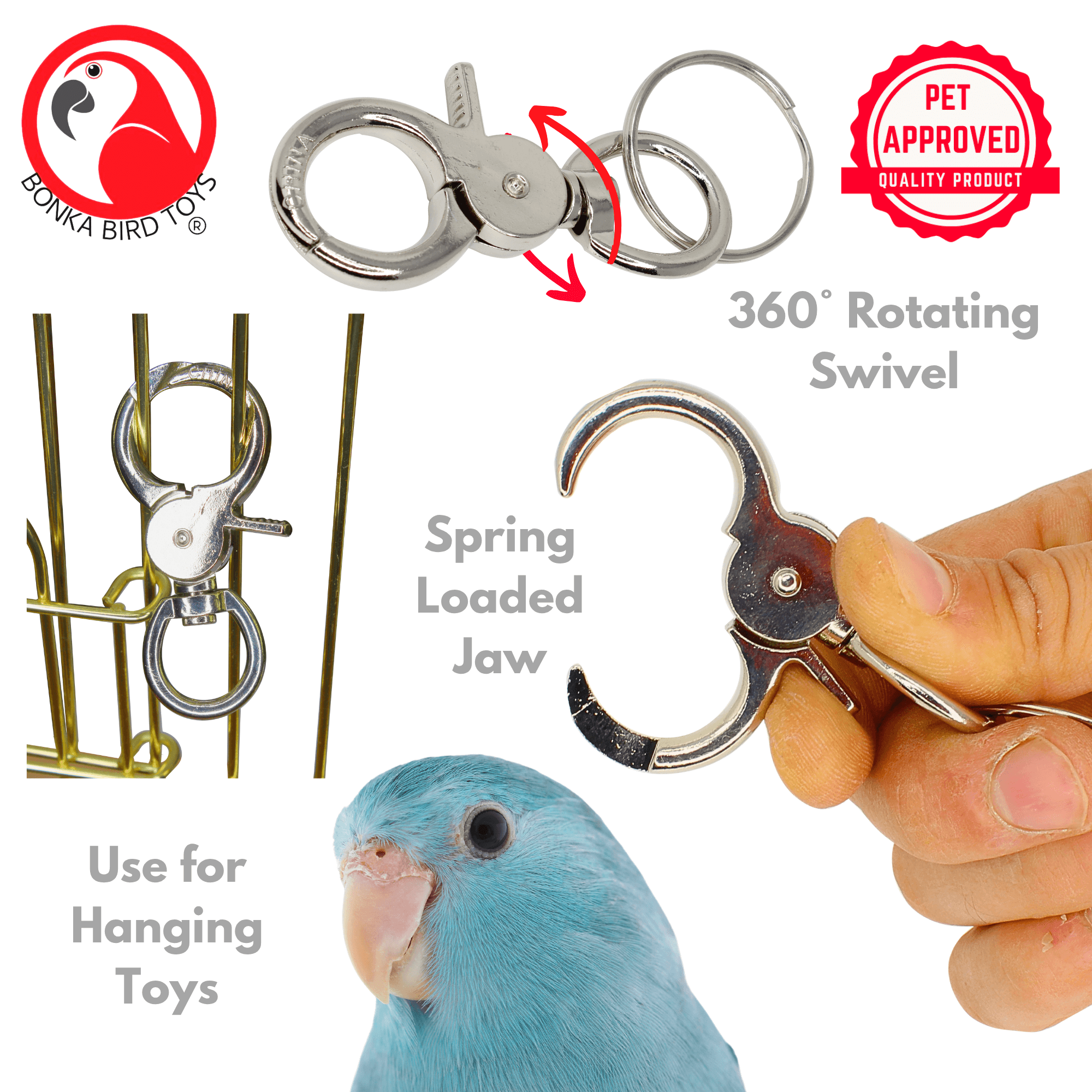 1321 Ring Claw Cage Door Lock - Bonka Bird Toys