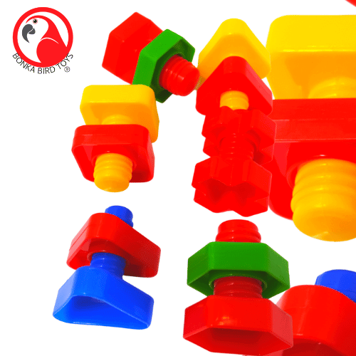 Colorful Nuts and Bolts Foot Talon DIY Parts - Bonka Bird Toys