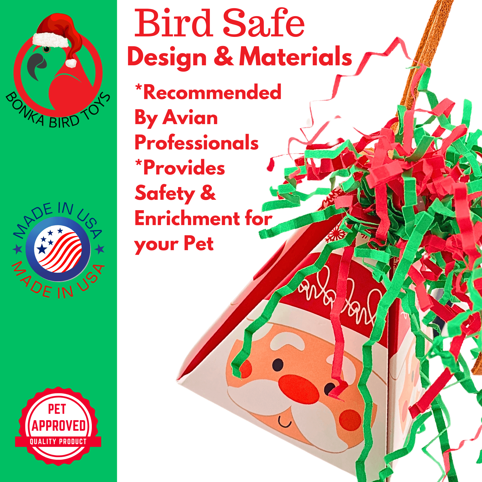 2744 Santa Christmas Crinkle Cone - Bonka Bird Toys