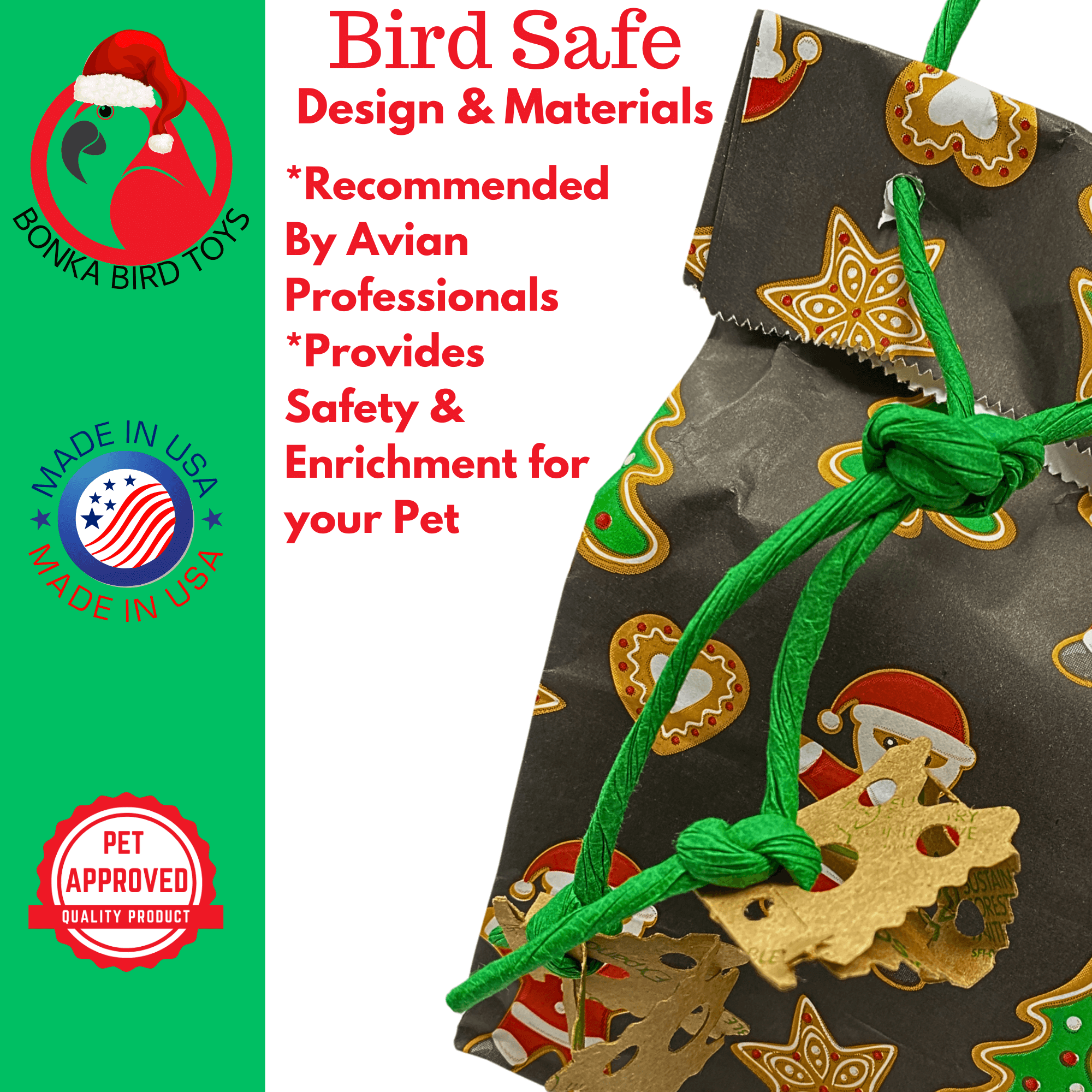 2749 Santa Christmas Treat Bag - Bonka Bird Toys