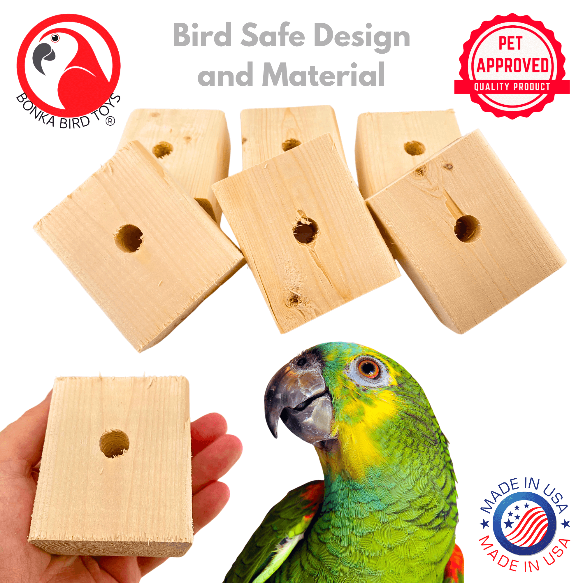 1173 Pk6 Jumbo Natural Block - Bonka Bird Toys