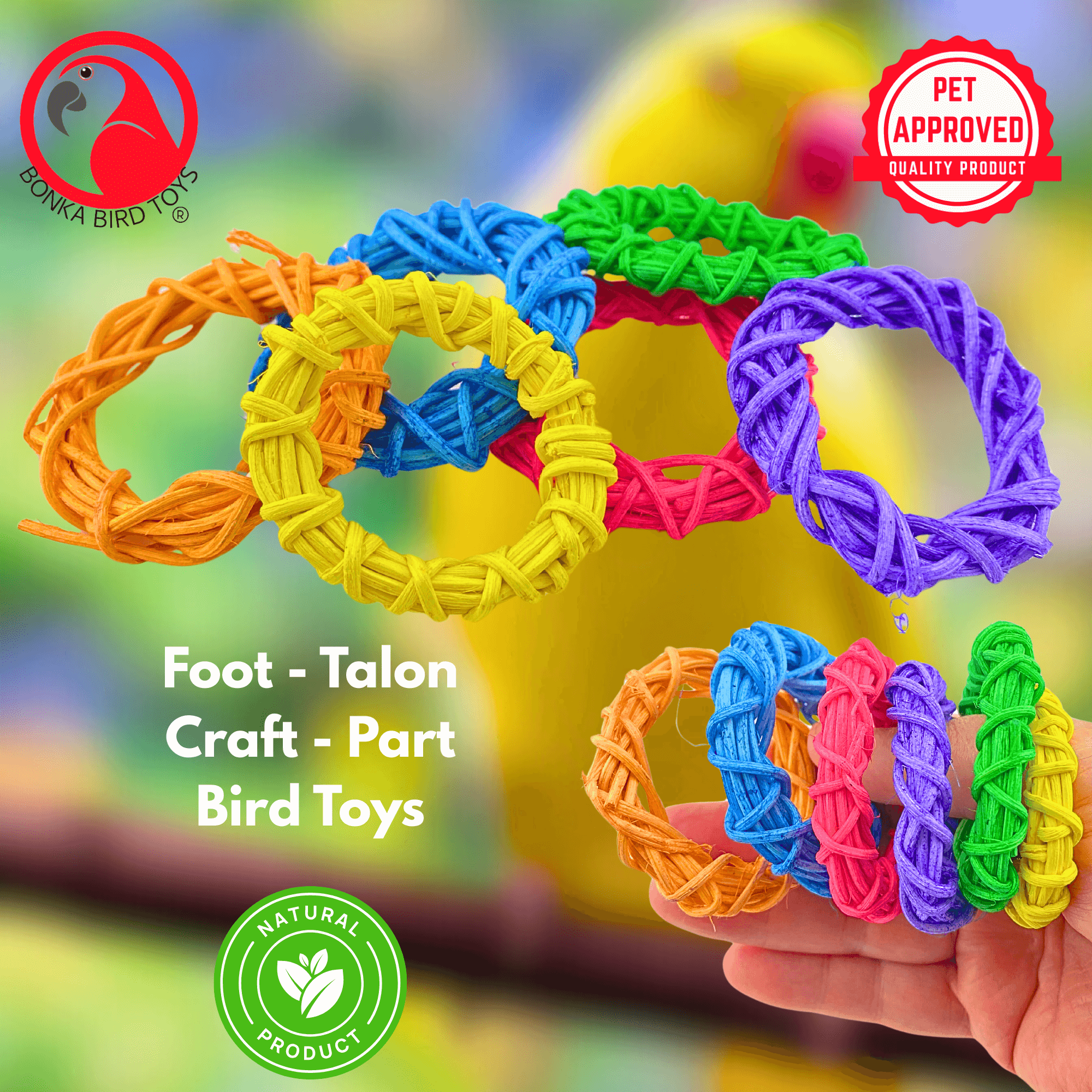1450 Pk6 Color Craze 2" Vine Rings - Bonka Bird Toys