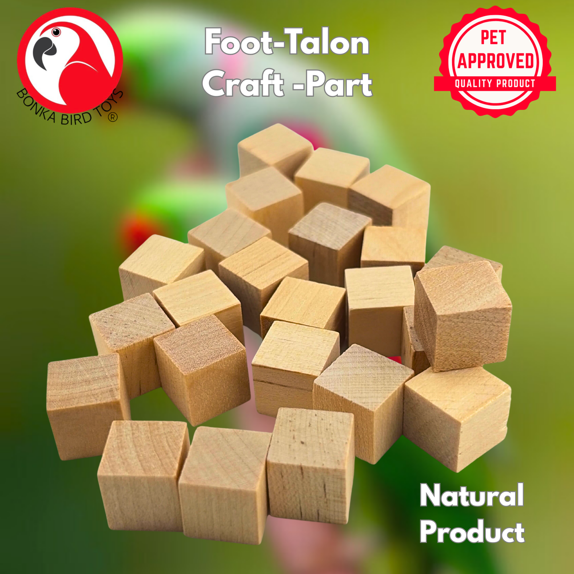 1226 Pk24 Natural Mini Wood Chewy Square Blocks - Bonka Bird Toys