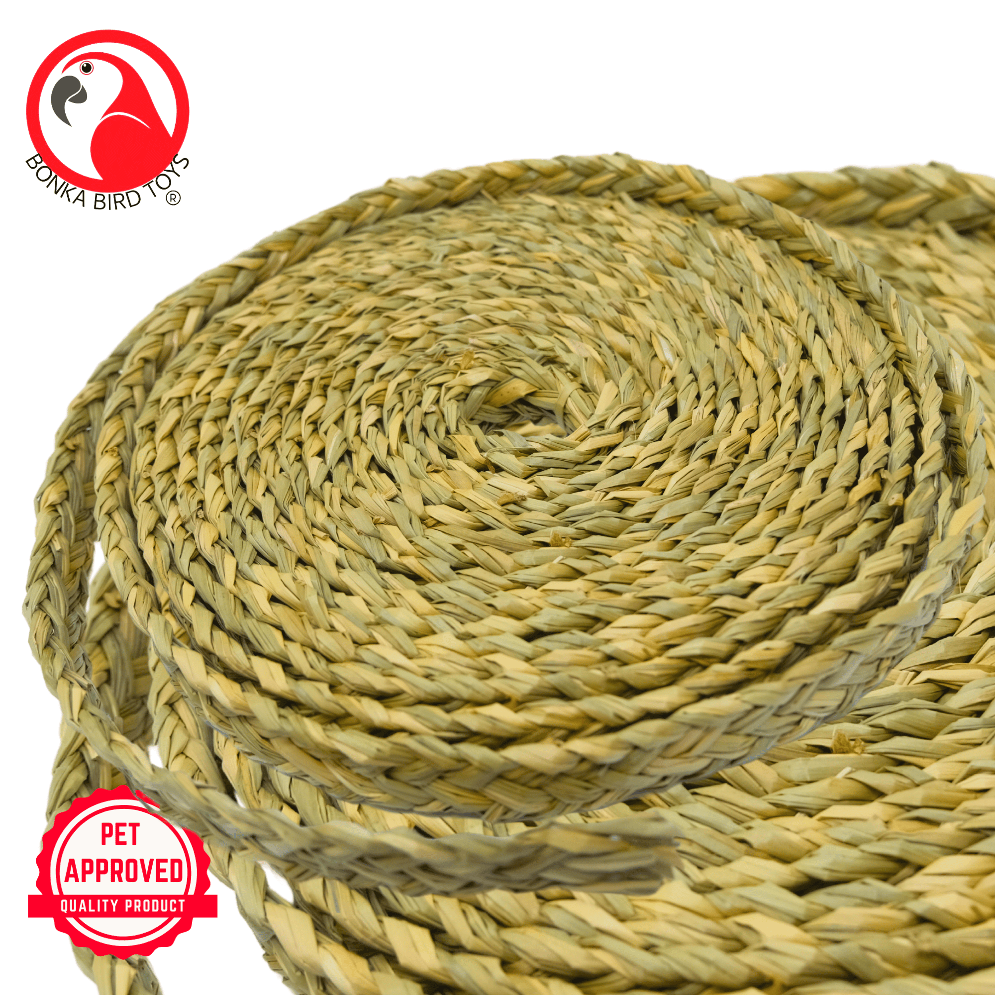 1254 7/8" Seagrass Braided Rope 20 Ft - Bonka Bird Toys