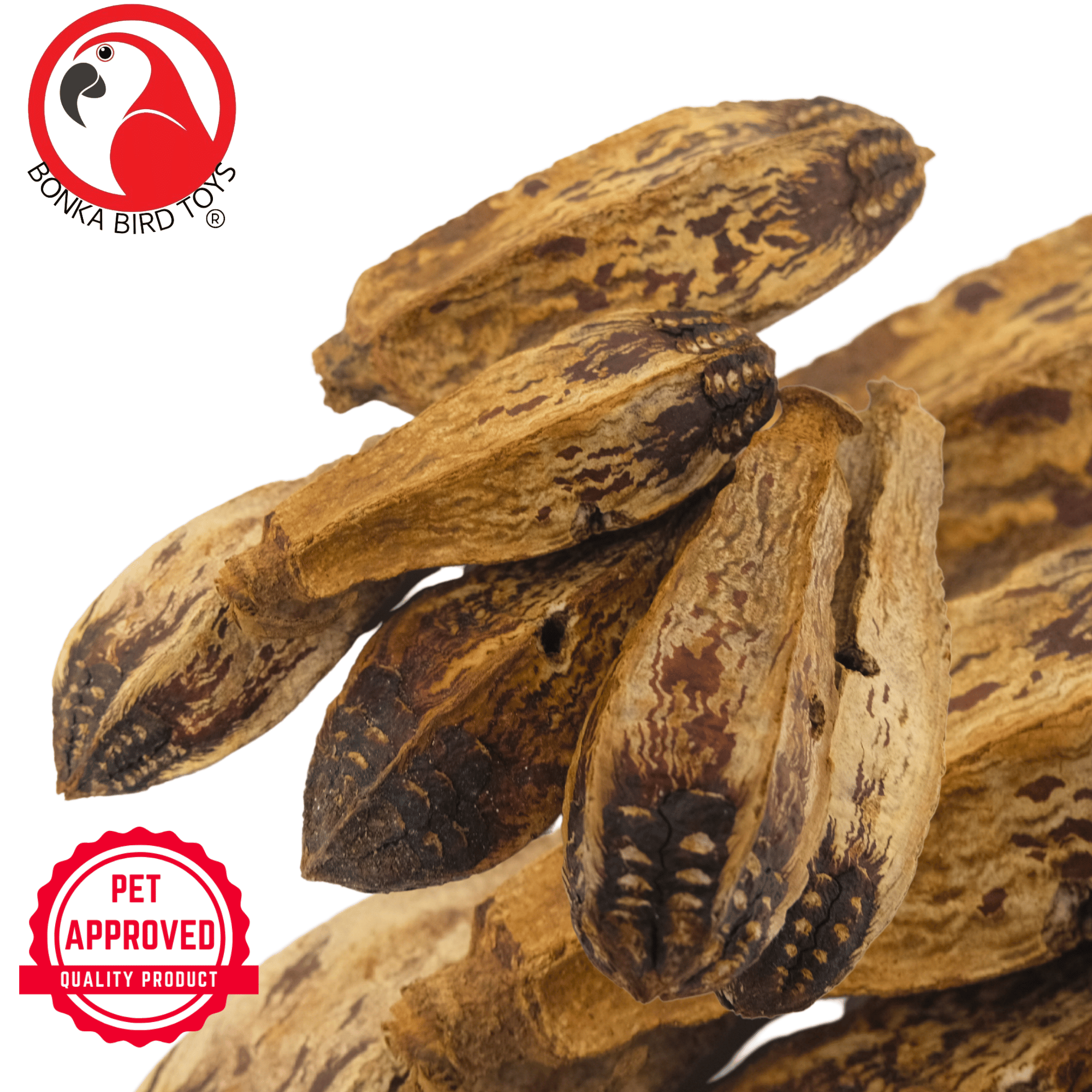 3410 Pk6 Drilled Mahogany Pods - Bonka Bird Toys