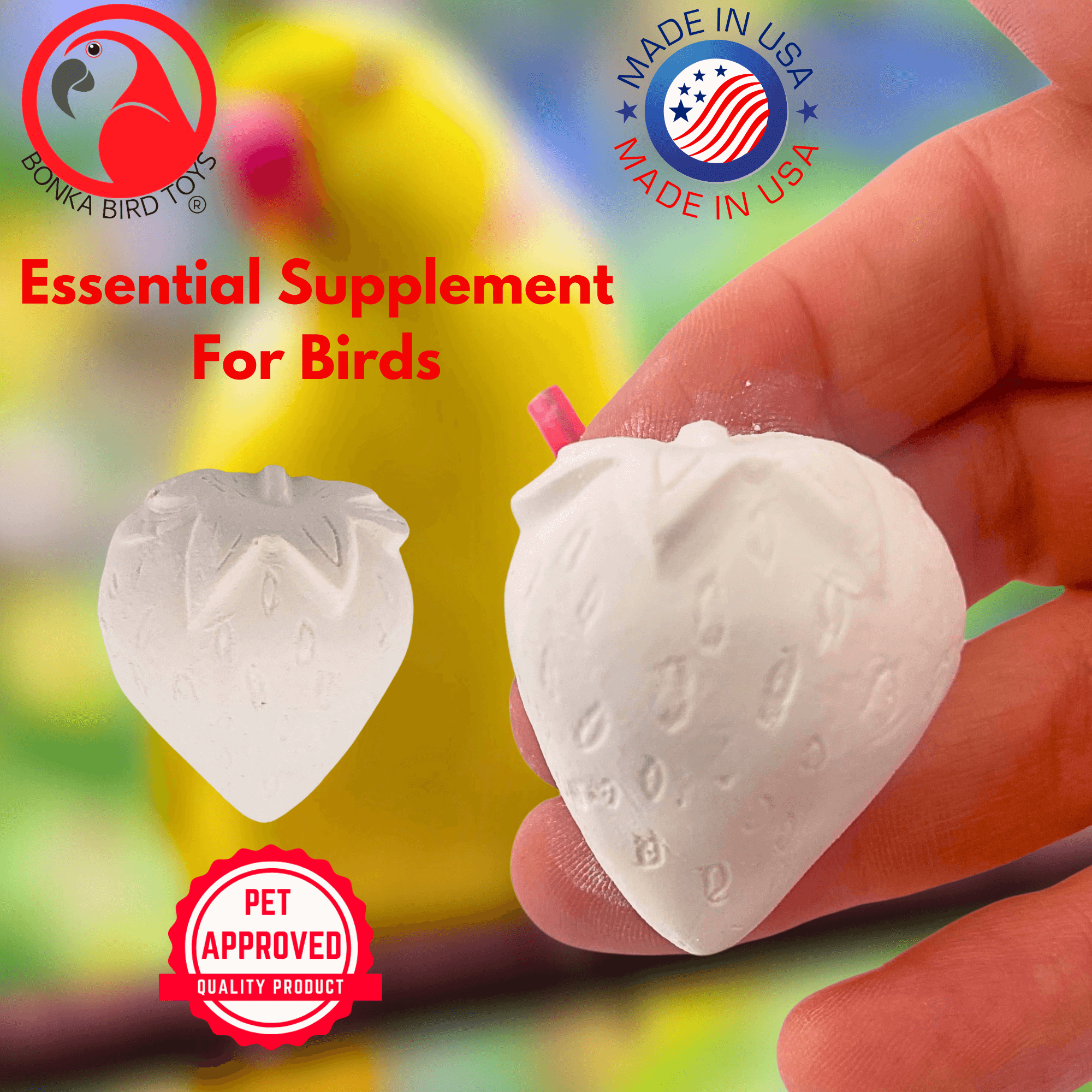 1443 Pk1 Mini Strawberry Calcium Treat - Bonka Bird Toys