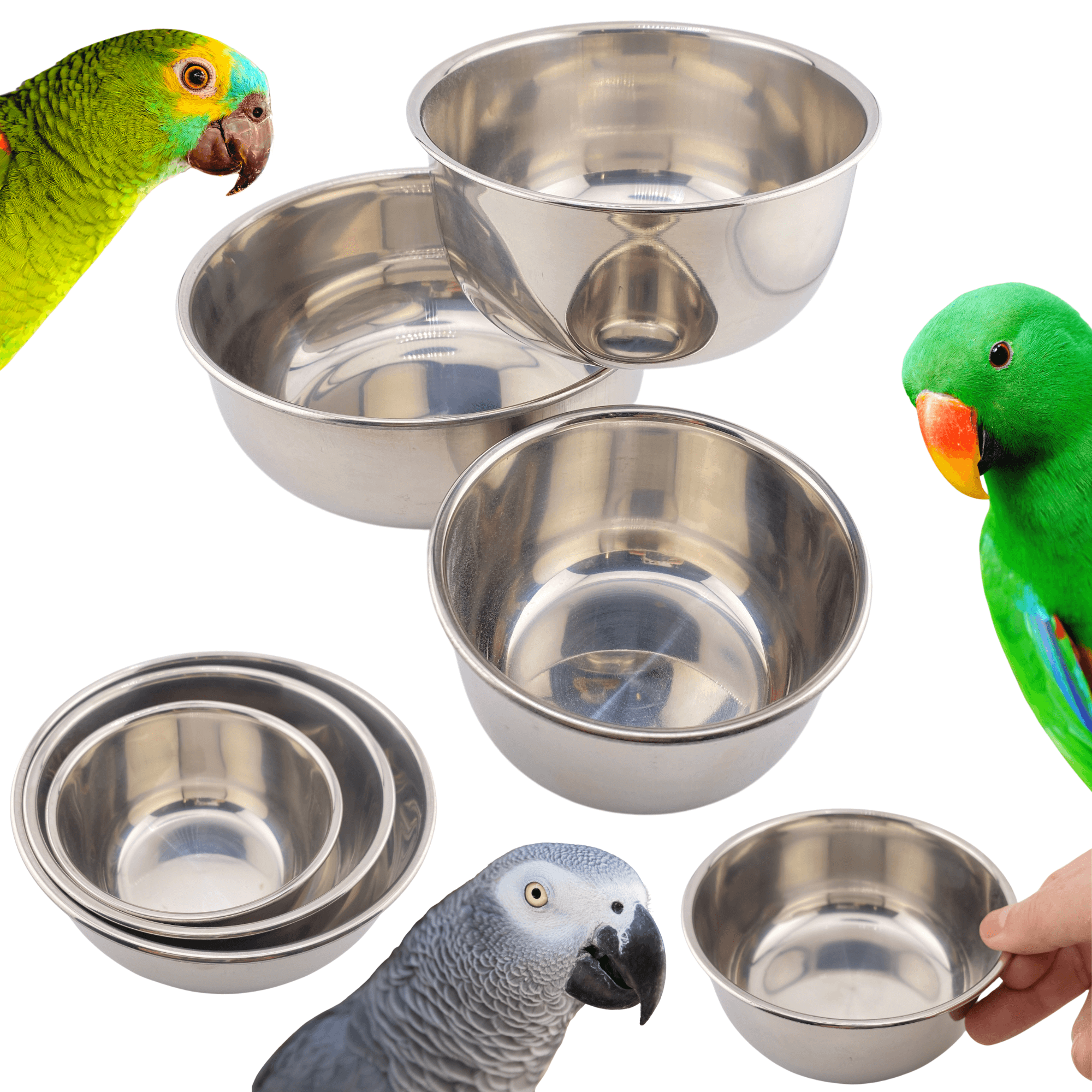 Kings Cages Round Stainless Steel Bowls - Bonka Bird Toys