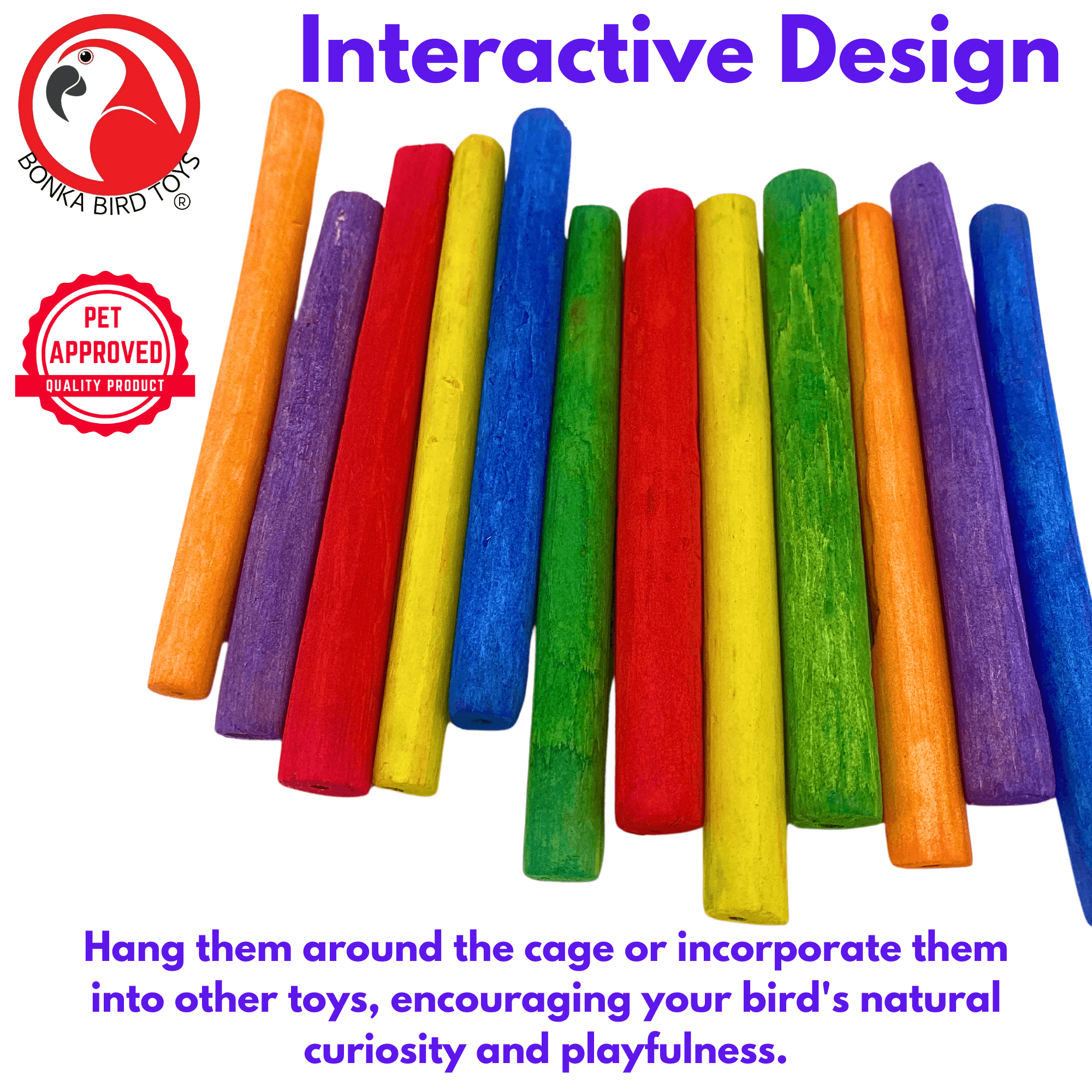 2638 Pk12 Thin Colored Sola Sticks - Bonka Bird Toys