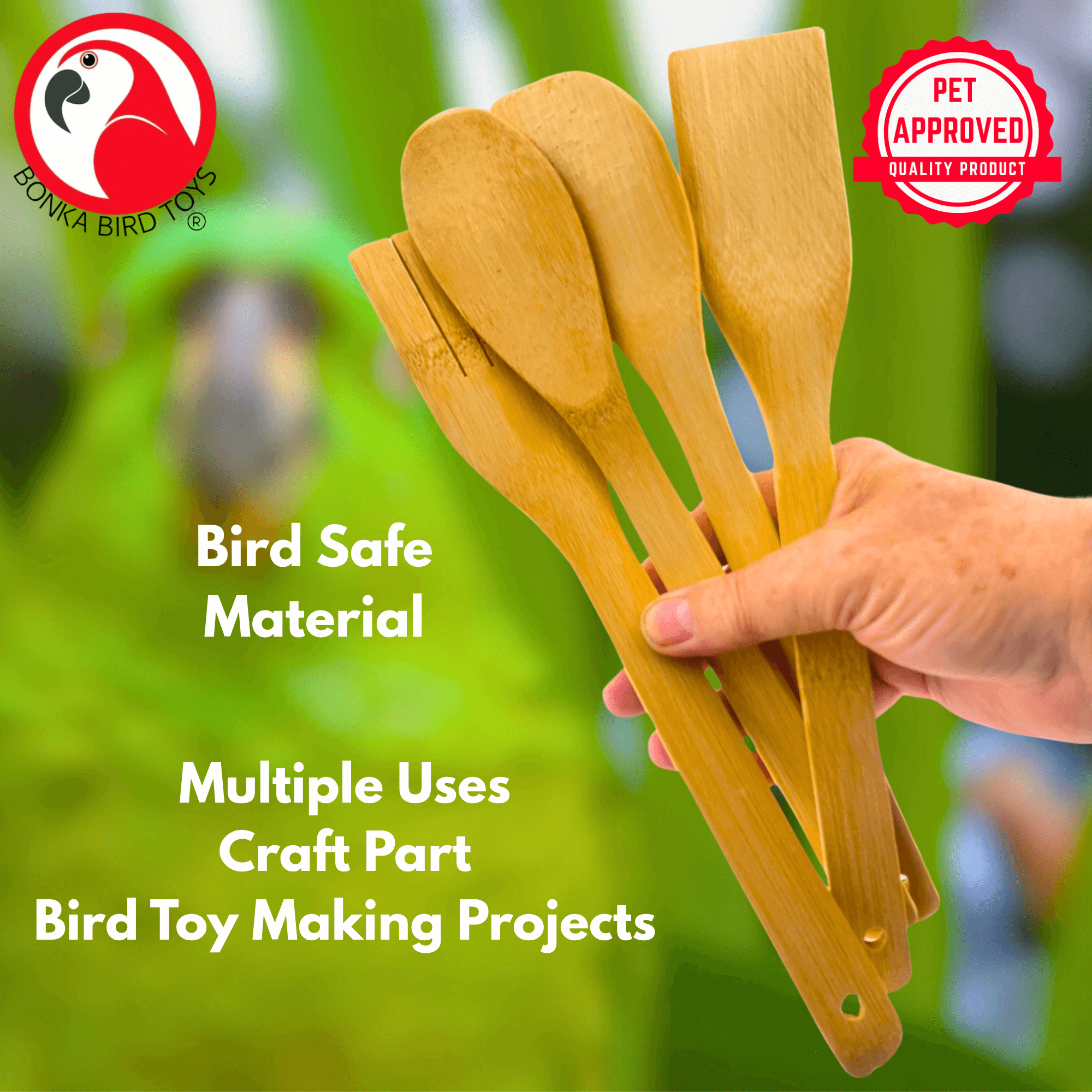 1168 Pk4 Bamboo Spoon & Paddle Chews - Bonka Bird Toys