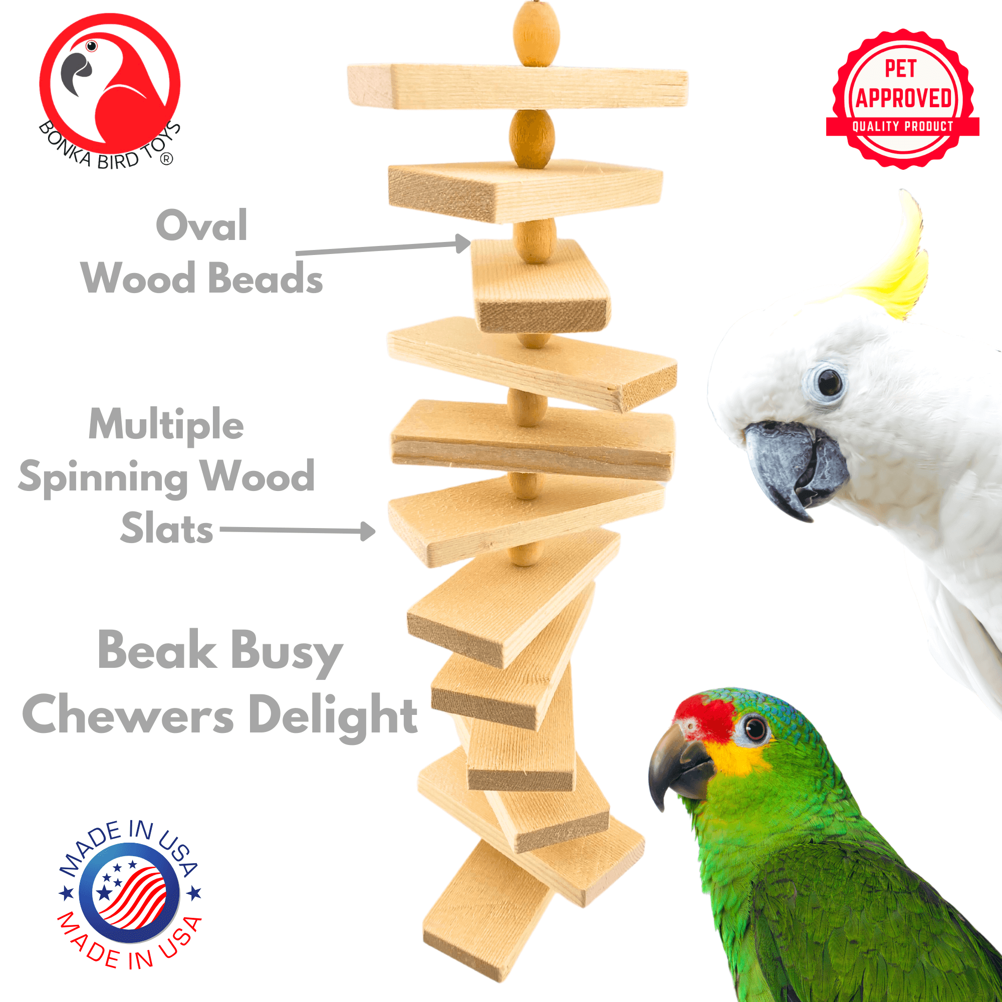 1317 Large Natural Slat Chewer - Bonka Bird Toys