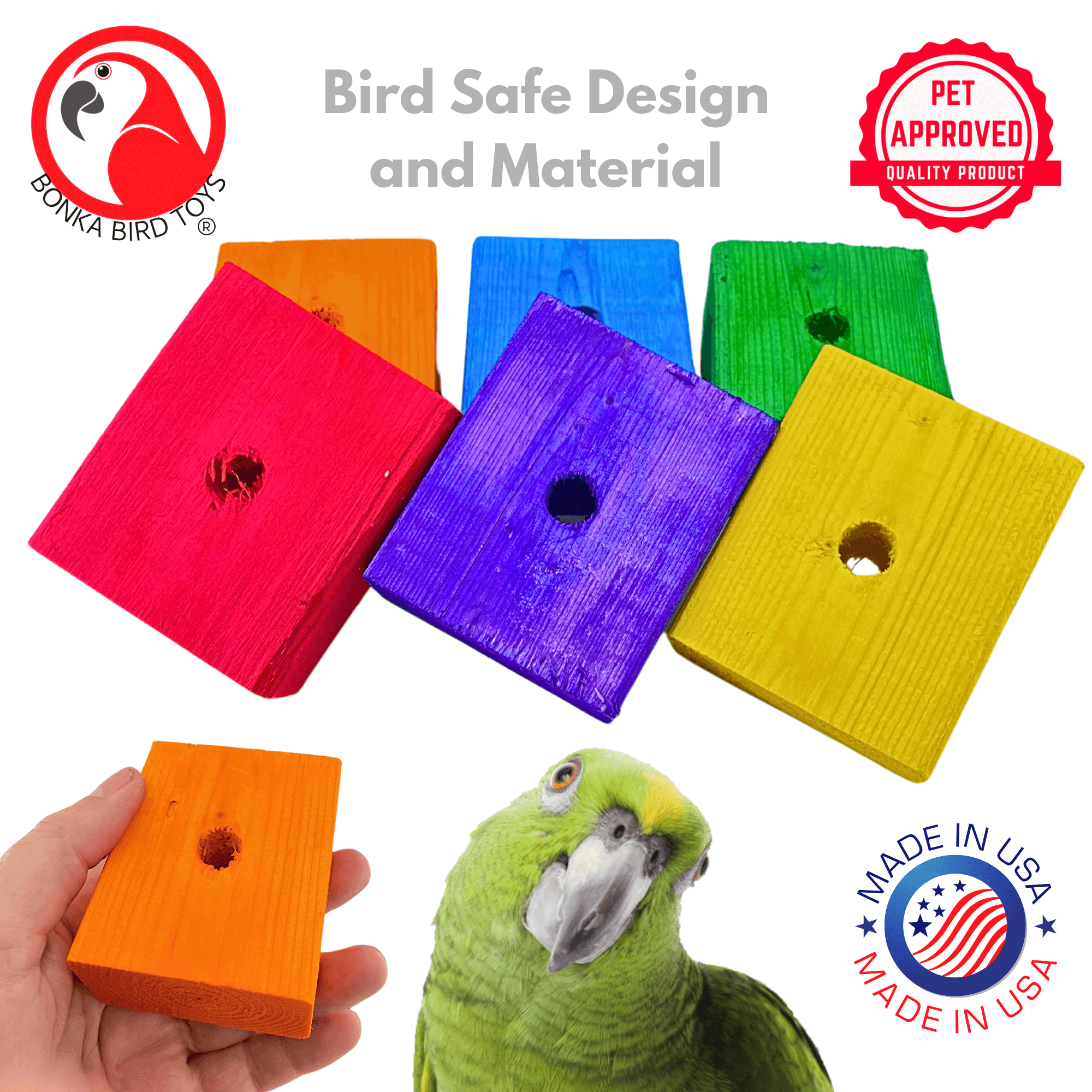 1172 Pk6 Jumbo Color Blocks - Bonka Bird Toys