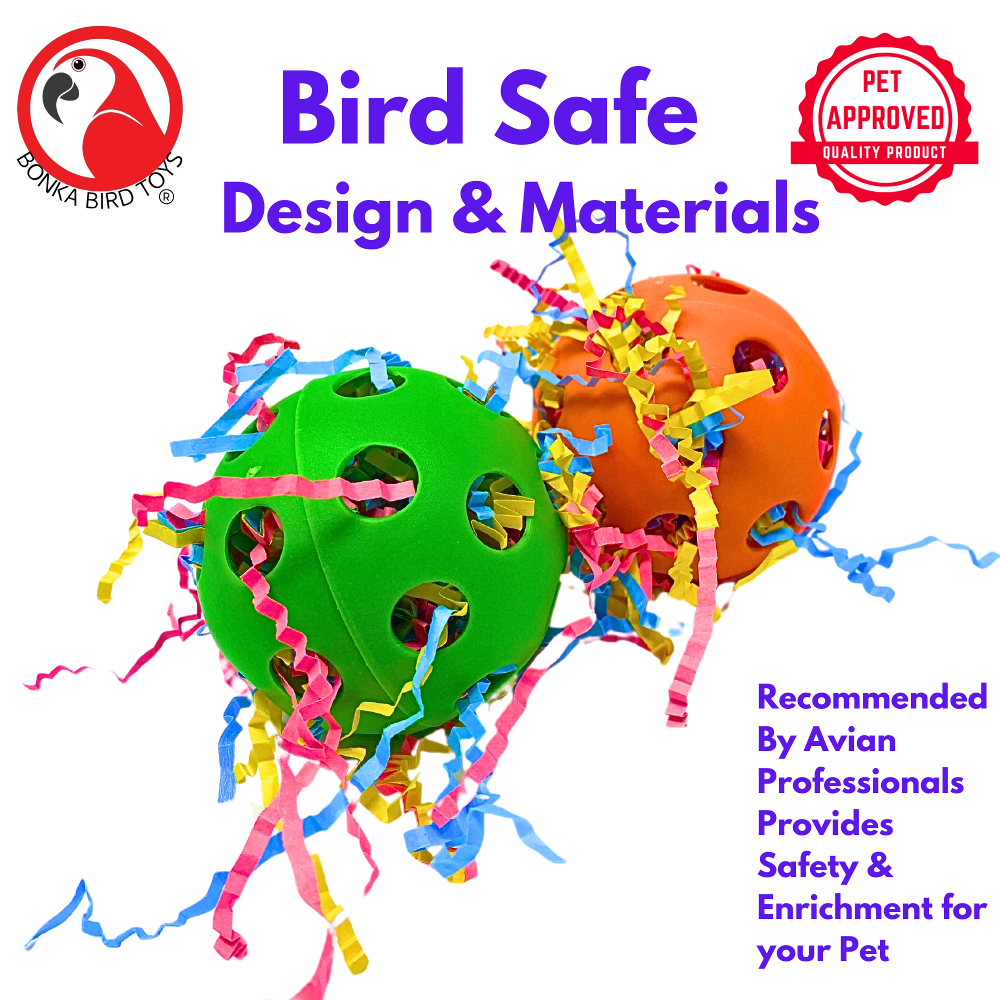 2431 Pk2 Stuffed Foraging Balls 2.75" - Bonka Bird Toys