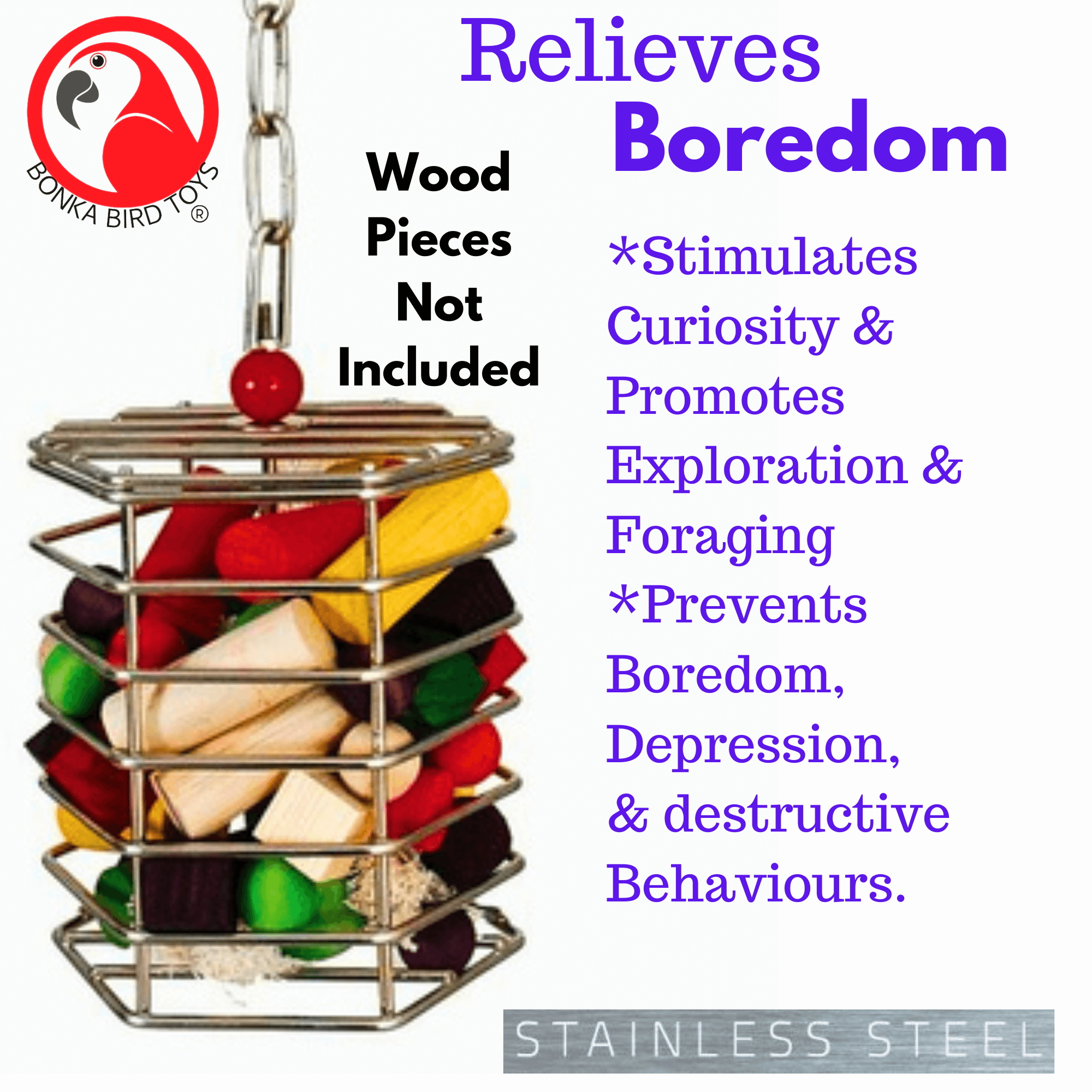 00197 Large Stainless Steel Baffle Cage 6X6 - Bonka Bird Toys