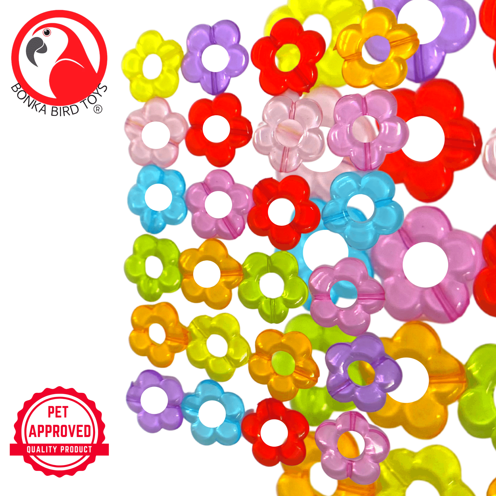 Pk24 Tiny Plastic Flower Beads - Bonka Bird Toys