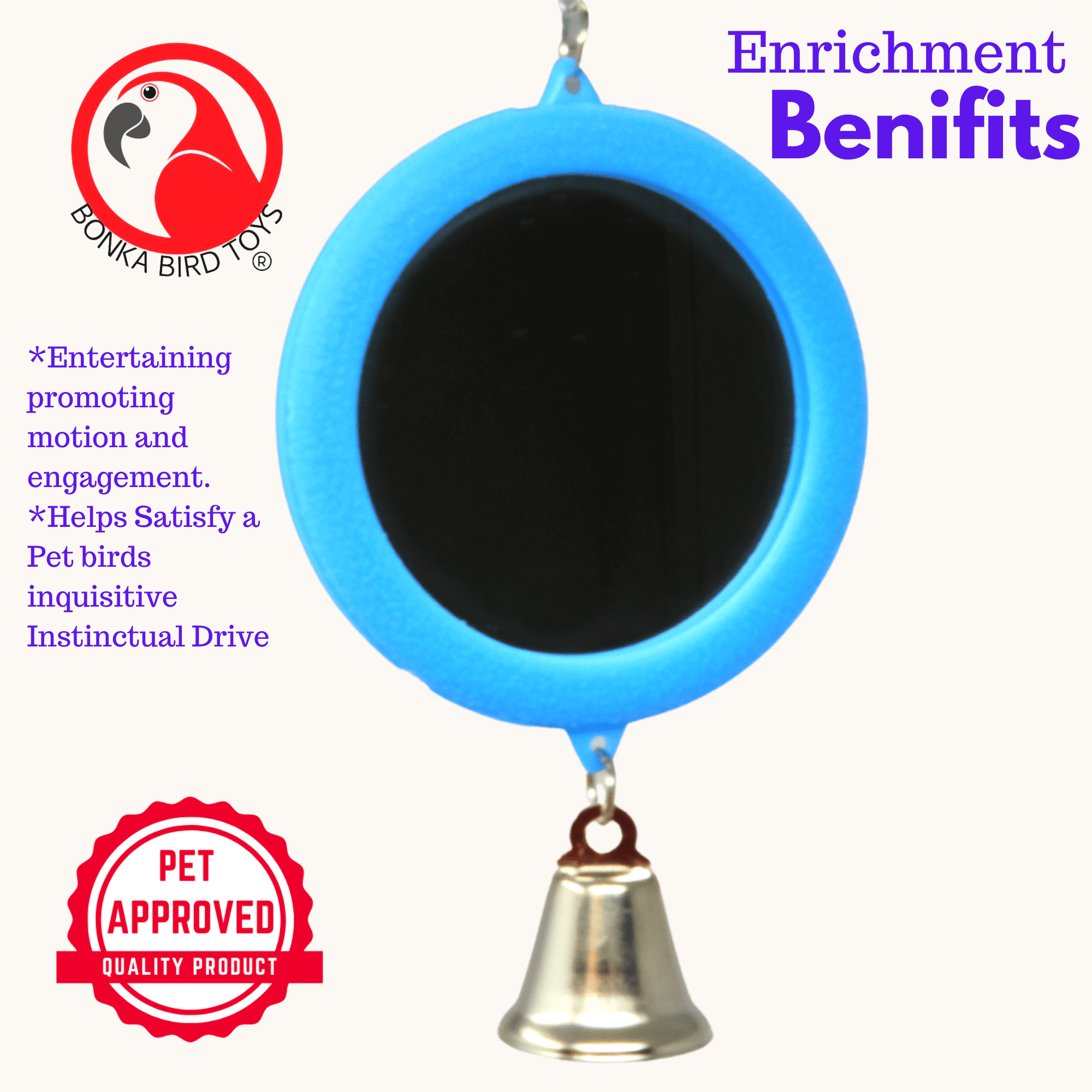 36415 Medium Round Mirror BOGO BUNDLE BUY ONE GET ONE FREE! - Bonka Bird Toys