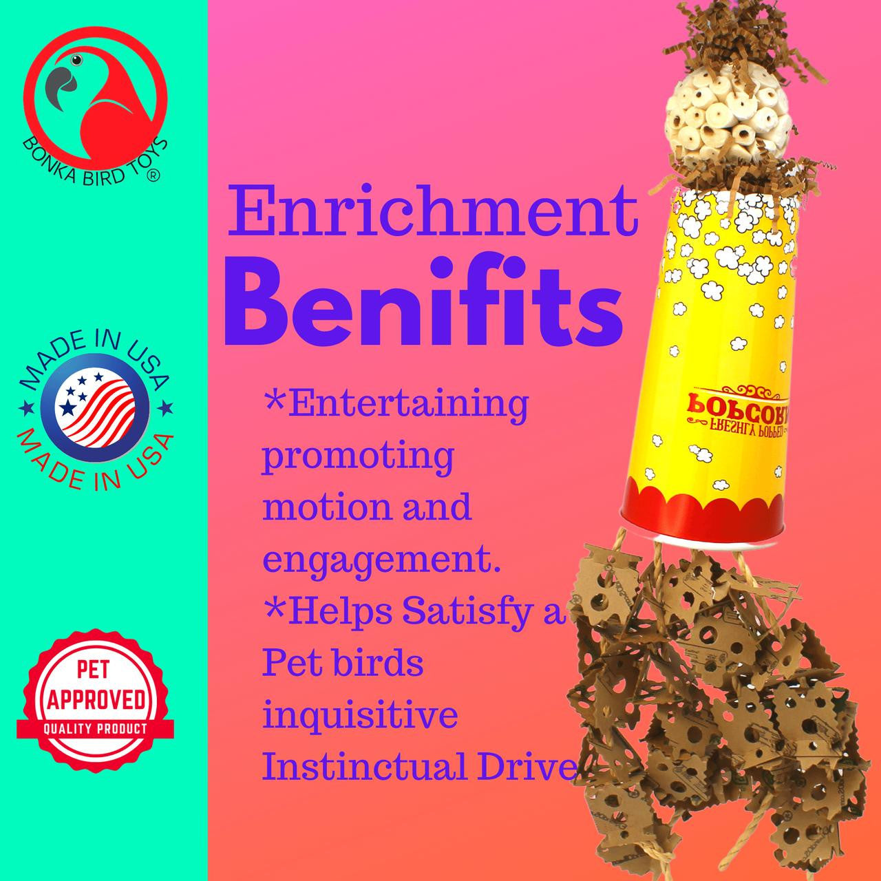 2322 Popcorn Crumble - Bonka Bird Toys