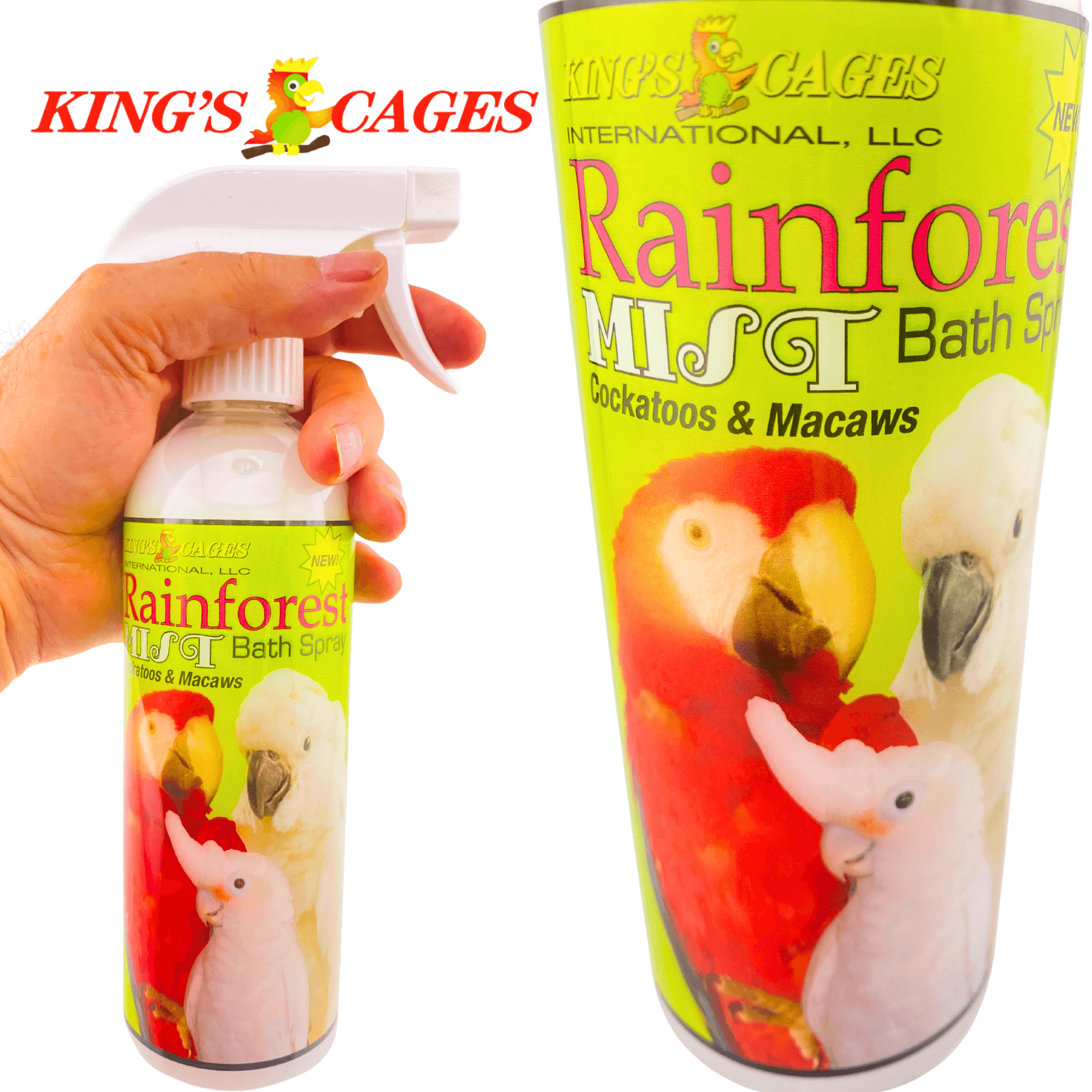 Rainforest Mist White 17oz Bath Spray Cockatoos and Macaws - Bonka Bird Toys