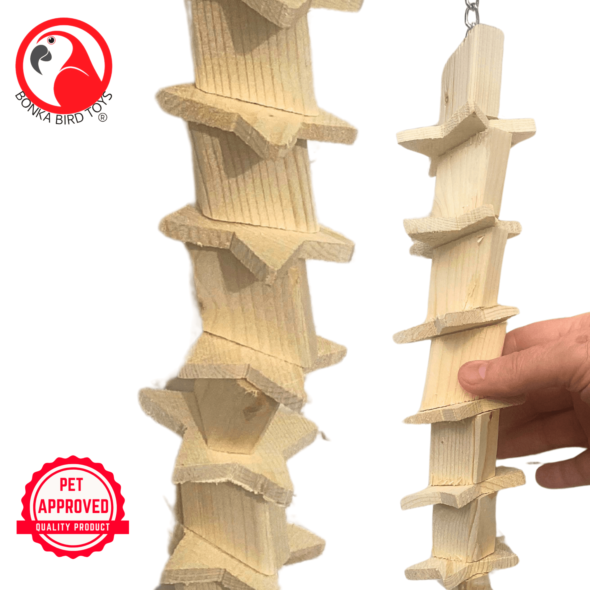 1096 Natural Long Wood Star - Bonka Bird Toys