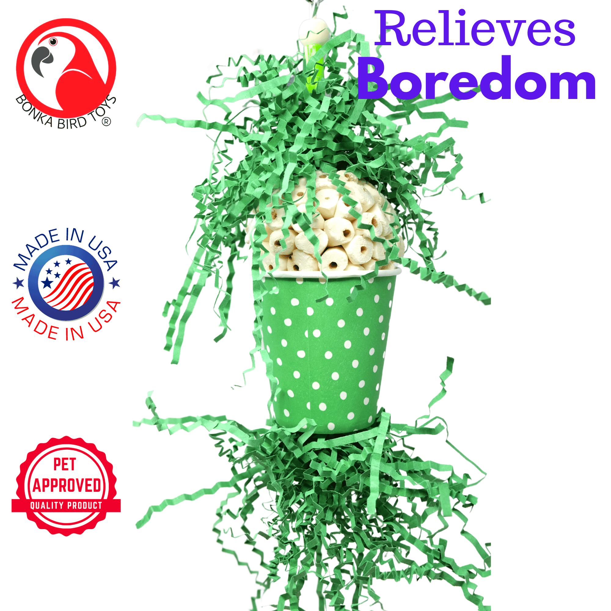 GREEN Spotty Sola Foraging Bird Toy