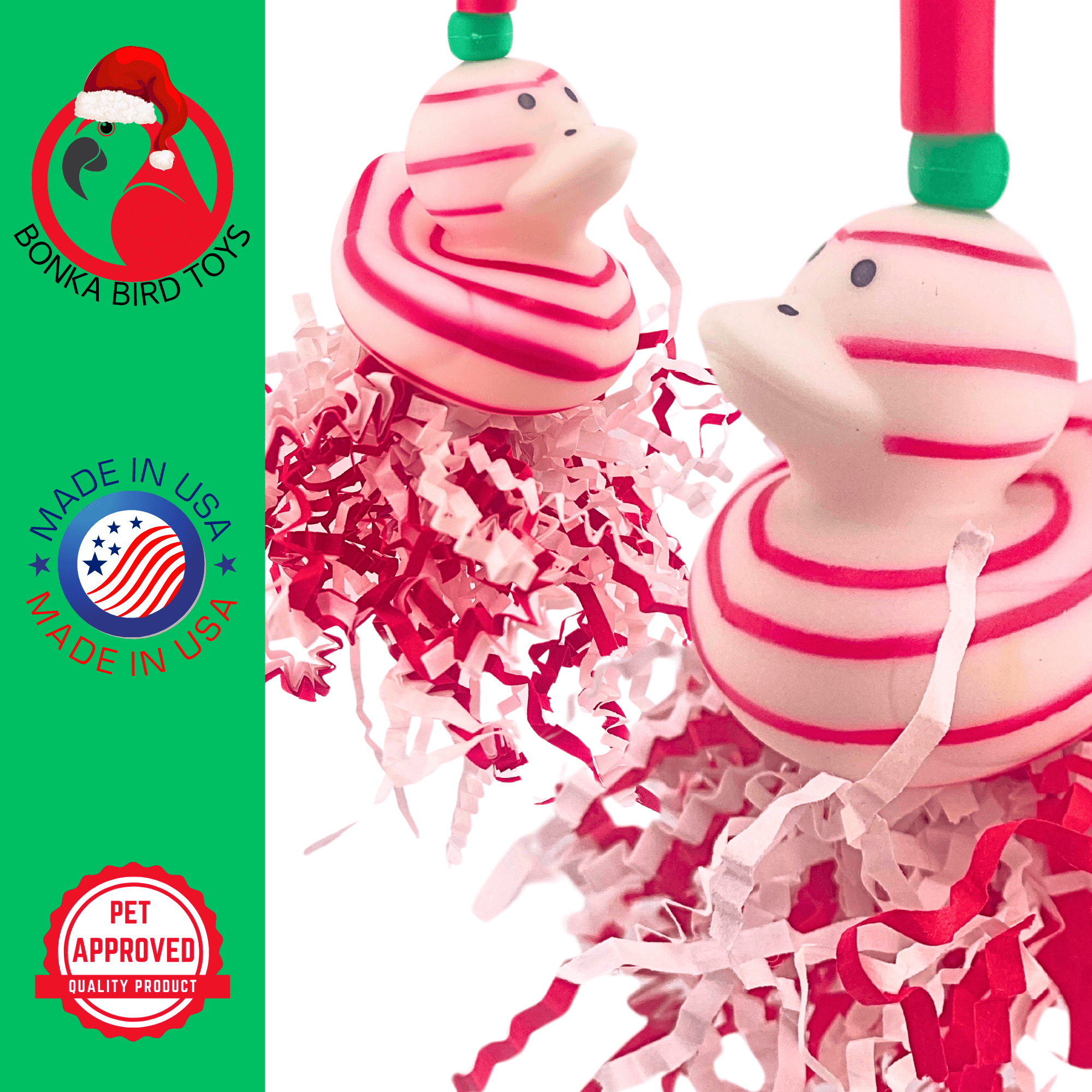 2727 Christmas Candy Cane Duck - Bonka Bird Toys