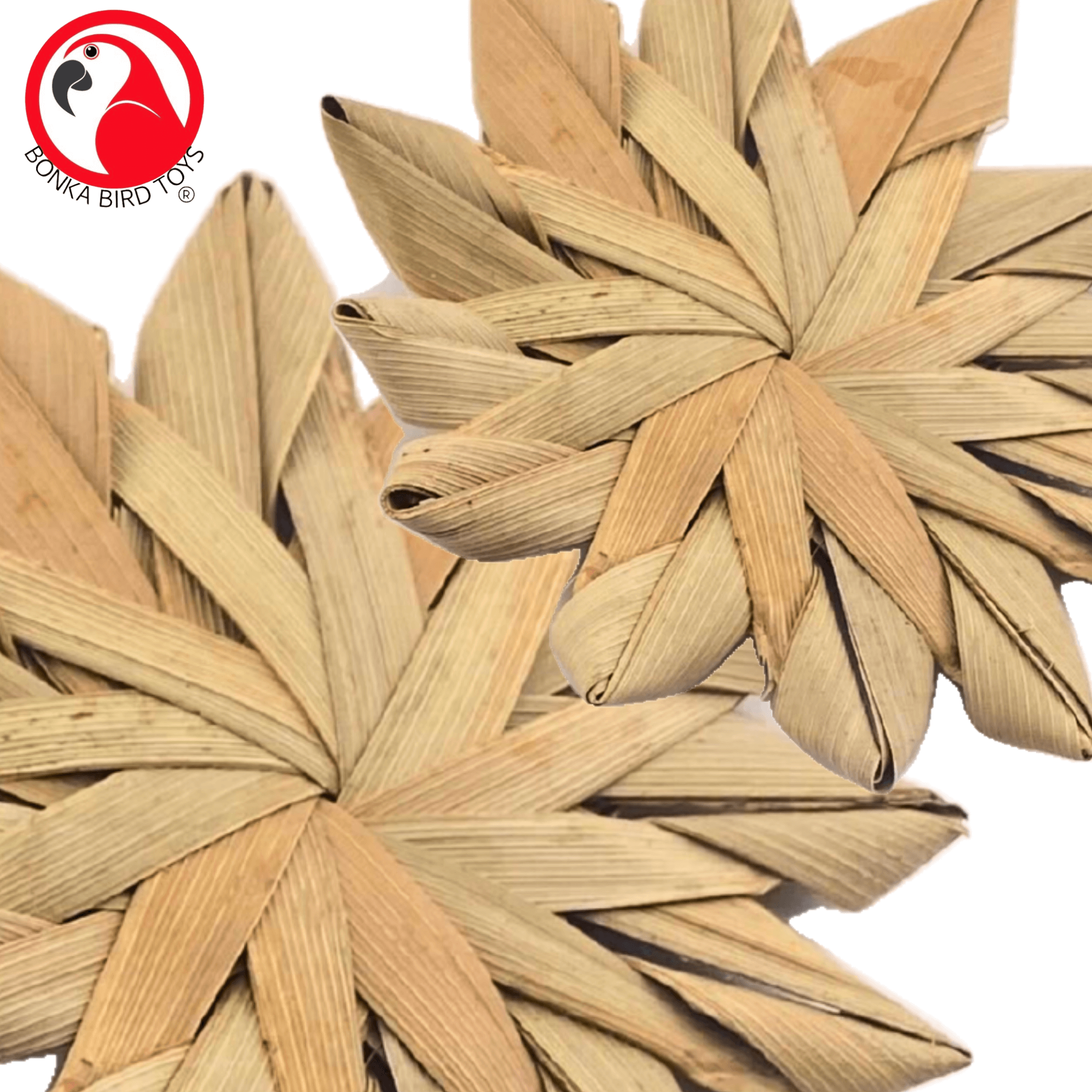 1271 Pk3 Woven 3" Palm Flowers - Bonka Bird Toys