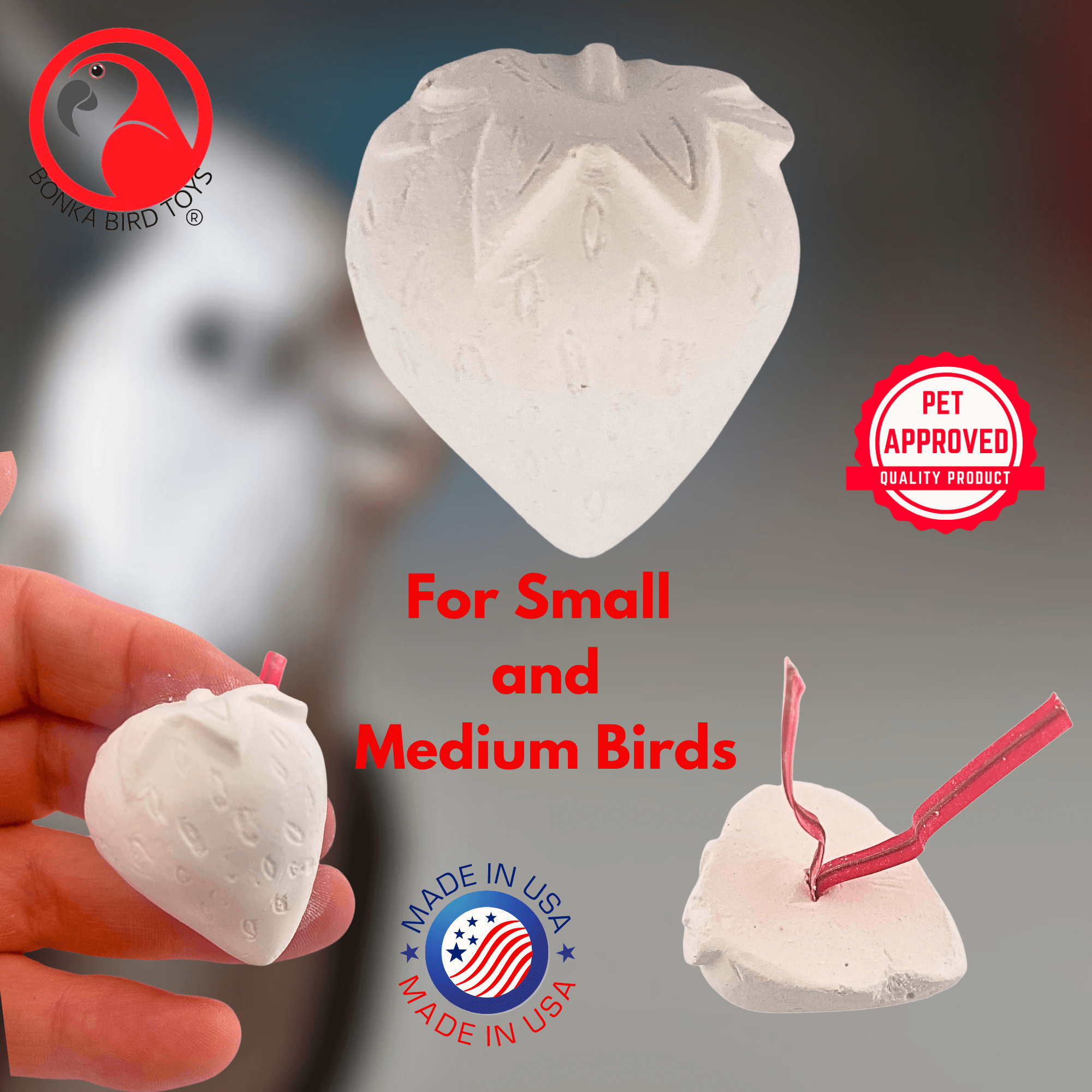 1443 Pk1 Mini Strawberry Calcium Treat - Bonka Bird Toys