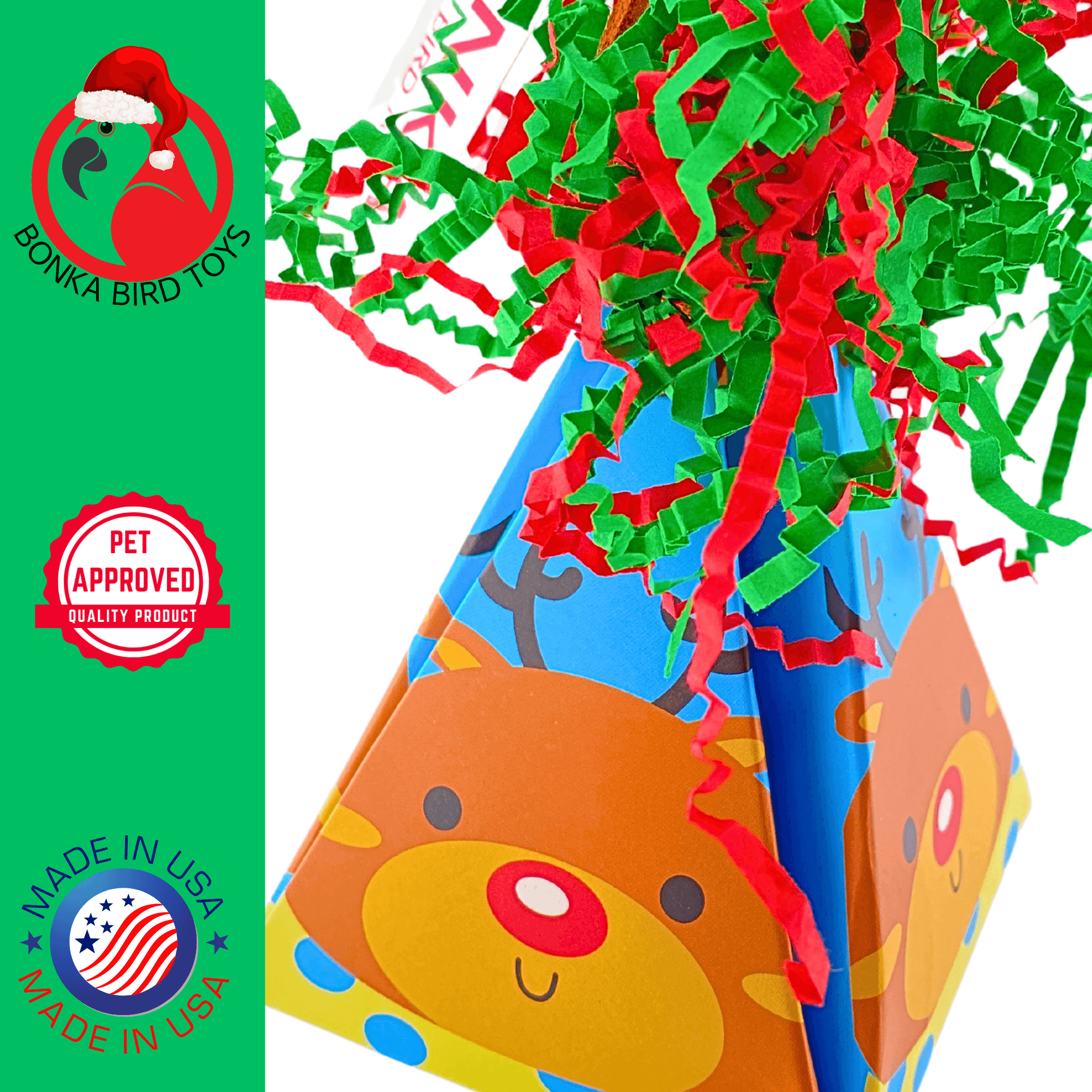 2746 Rudolph Christmas Crinkle Cone - Bonka Bird Toys