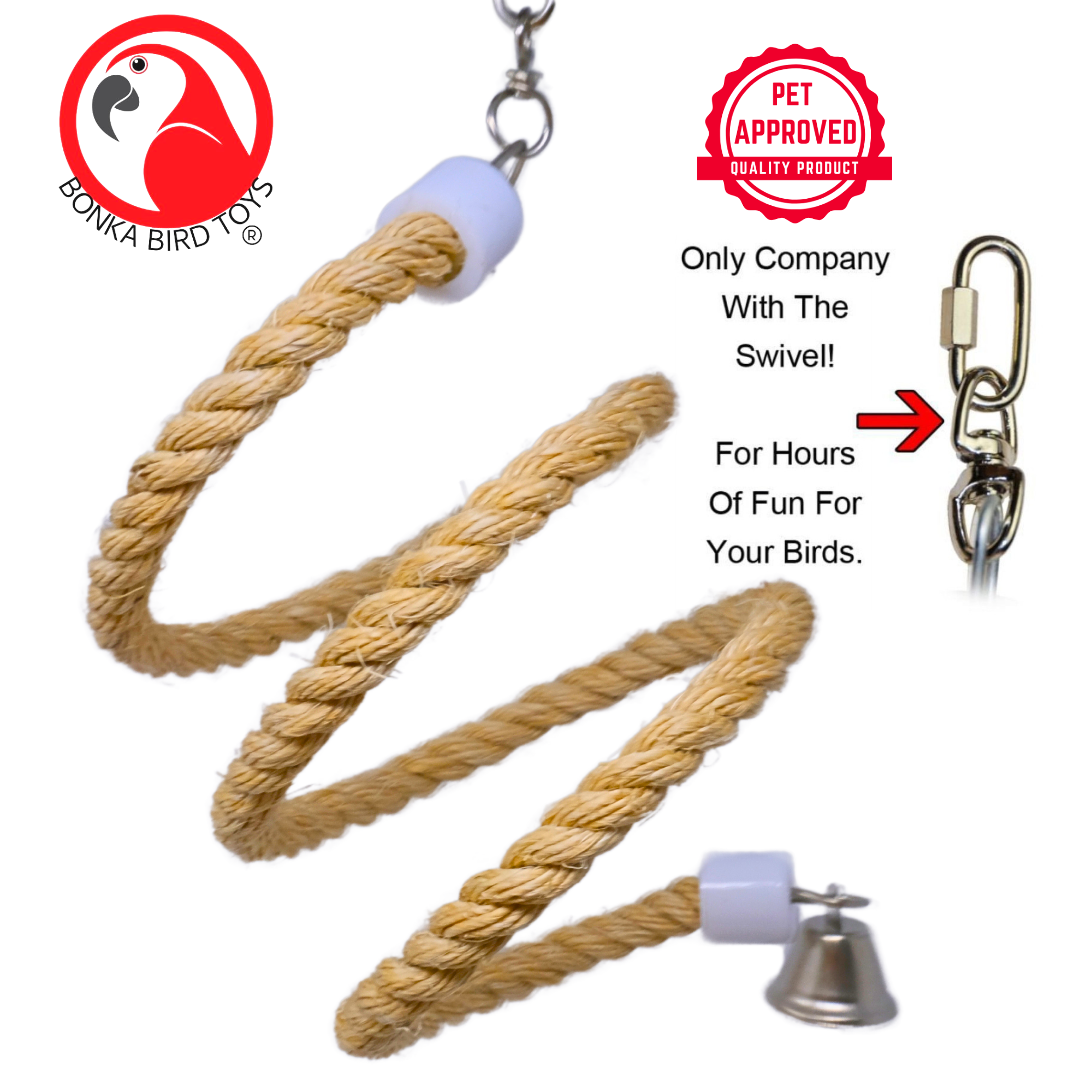 Swivel Boing Sisal Rope Perches - Bonka Bird Toys