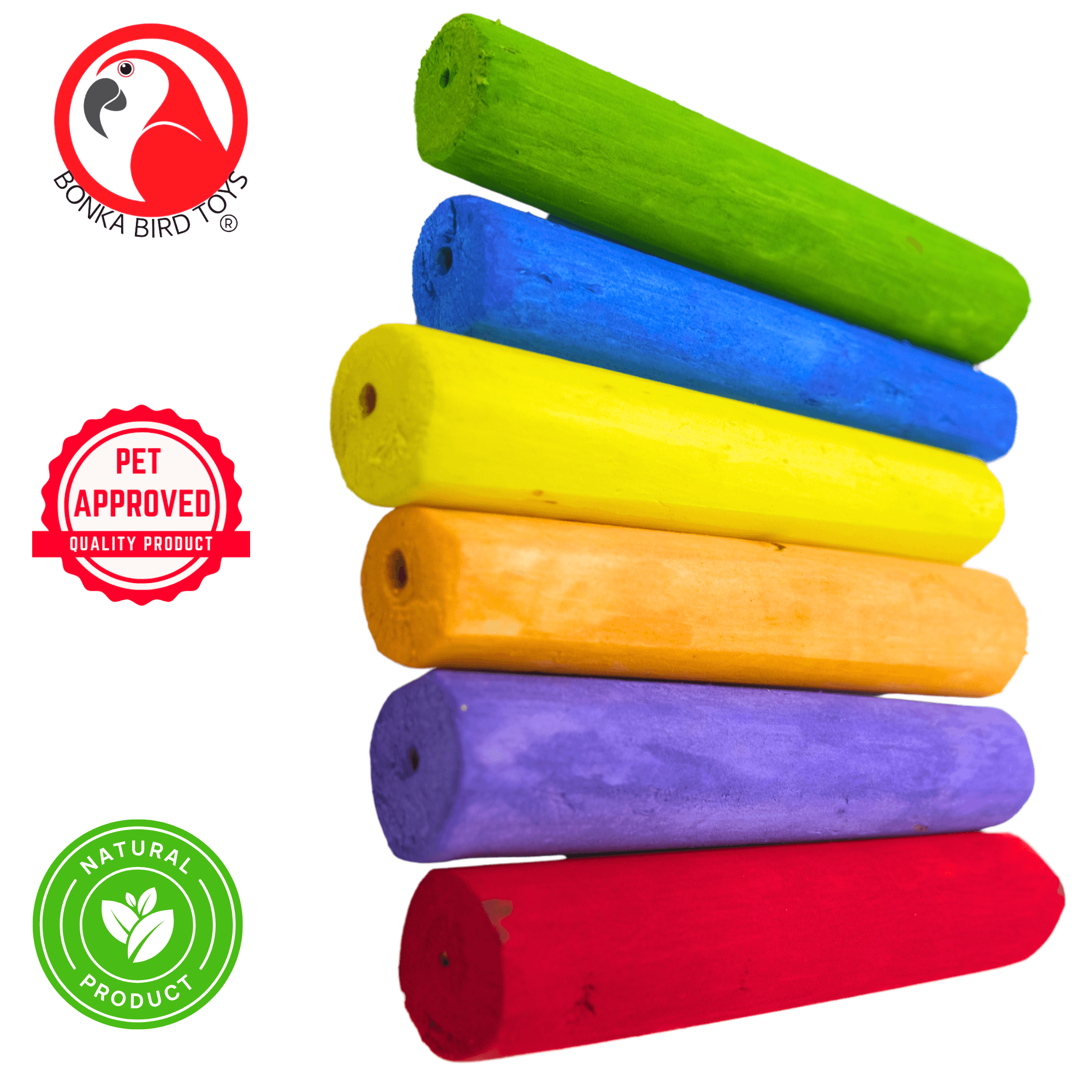 3157 Pk6 5-inch Rainbow Sola Sticks - Bonka Bird Toys