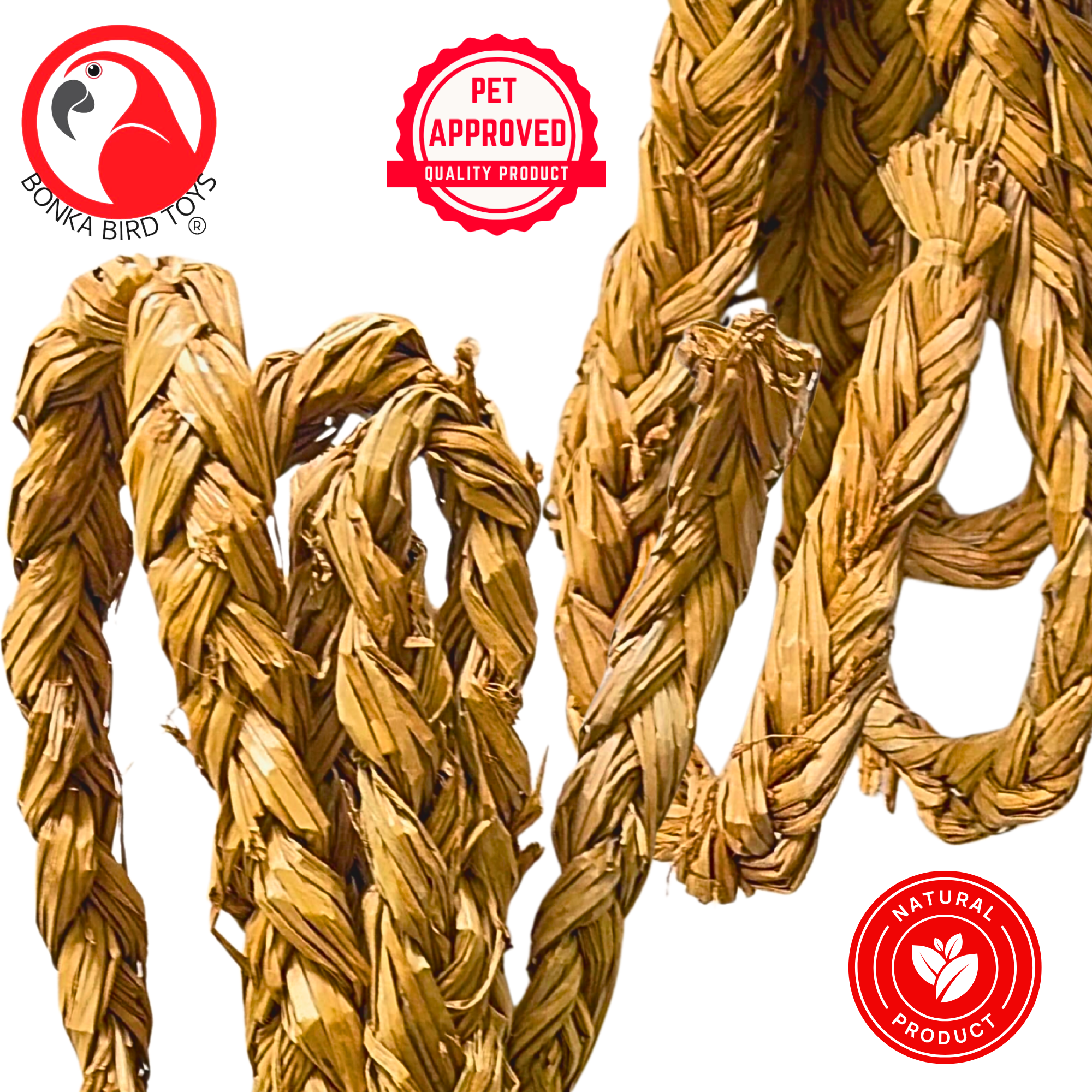 1459 Big Braided Seagrass Rope 15ft - Bonka Bird Toys