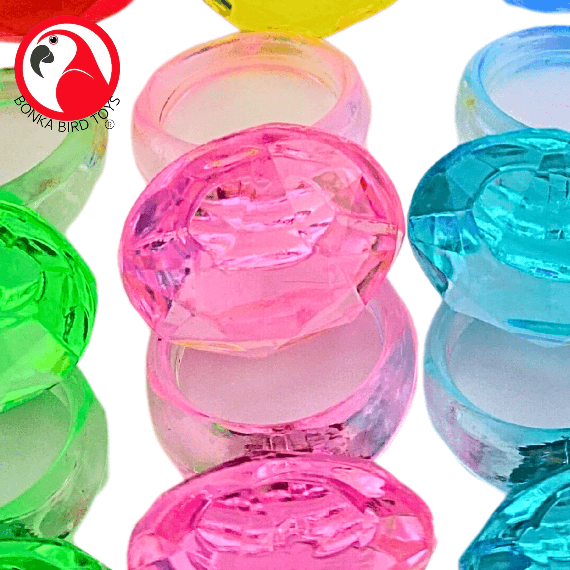 1167 Pk16 Plastic Diamond Rings - Bonka Bird Toys