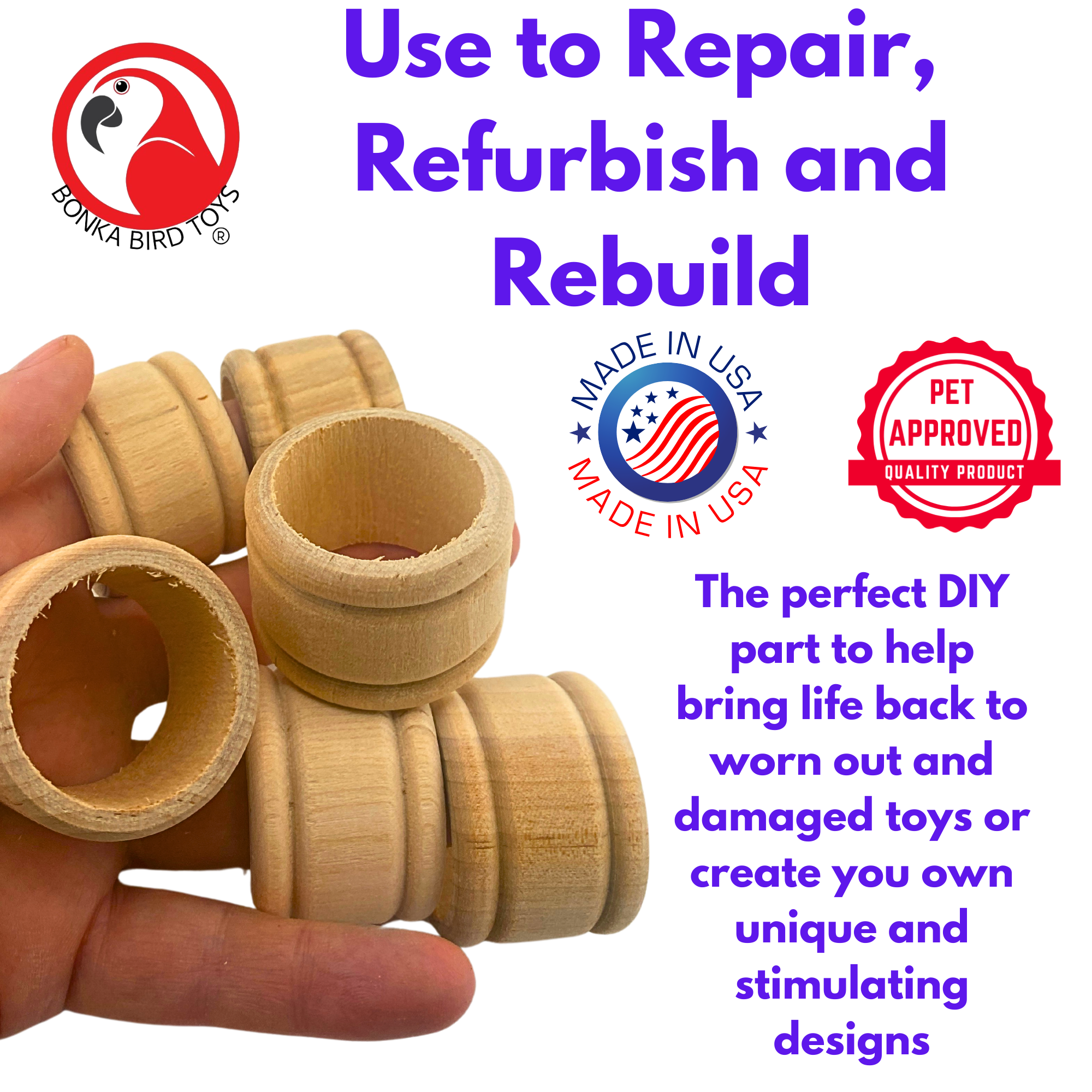 3194 Pk6 Wooden Napkin Rings - Bonka Bird Toys