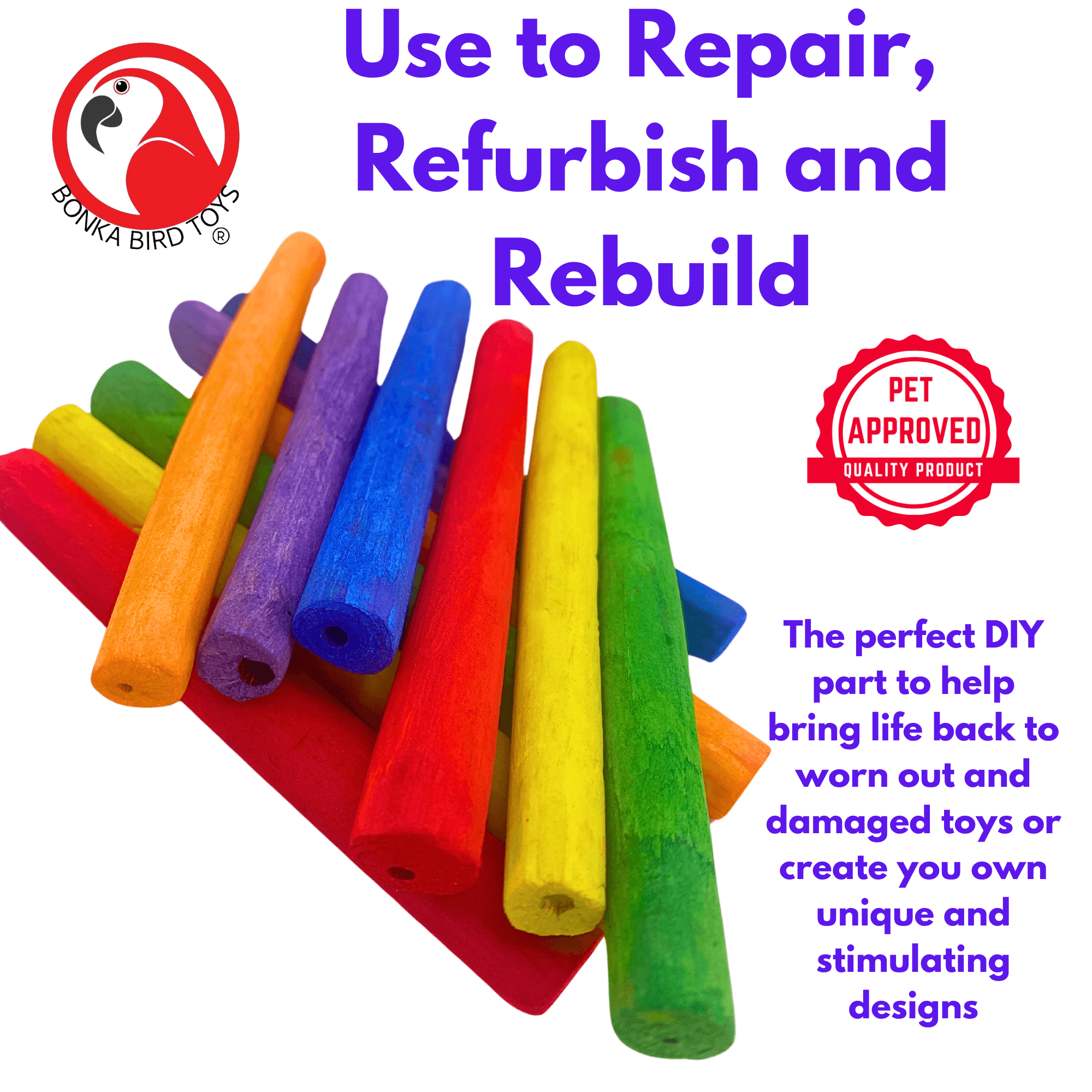 2638 Pk12 Thin Colored Sola Sticks - Bonka Bird Toys