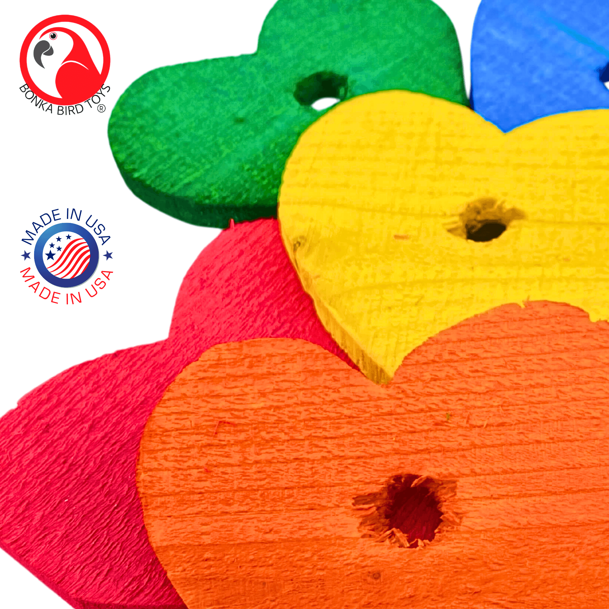 1165 Pk6 Colored 2.5" Wood Hearts - Bonka Bird Toys