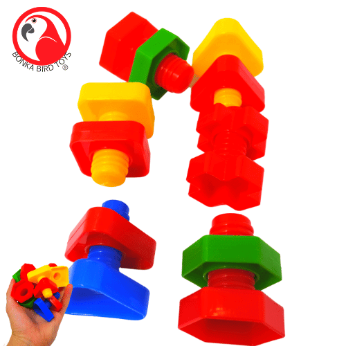 Colorful Nuts and Bolts Foot Talon DIY Parts - Bonka Bird Toys