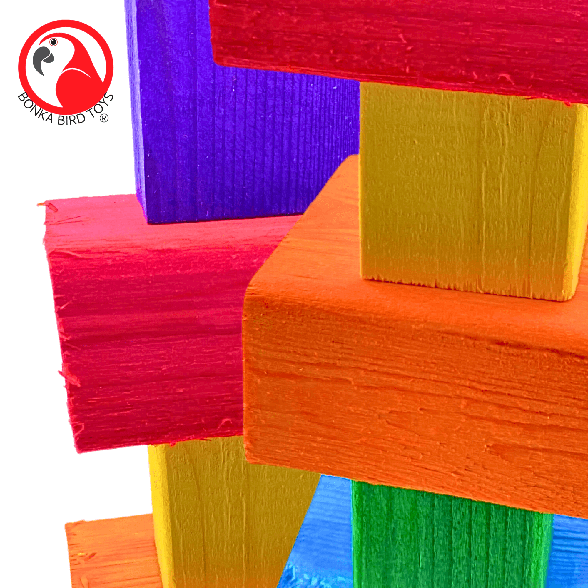 1183 Extra Long Big Bites Rainbow Wood Tower - Bonka Bird Toys