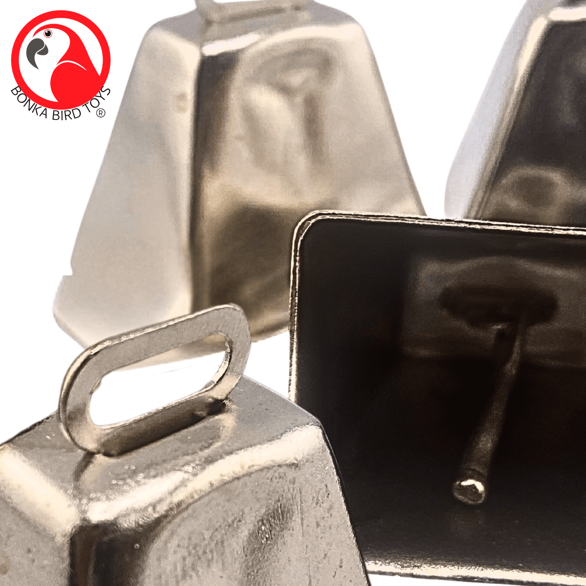 1099 Pk4 Large Silver Cow Bells - Bonka Bird Toys